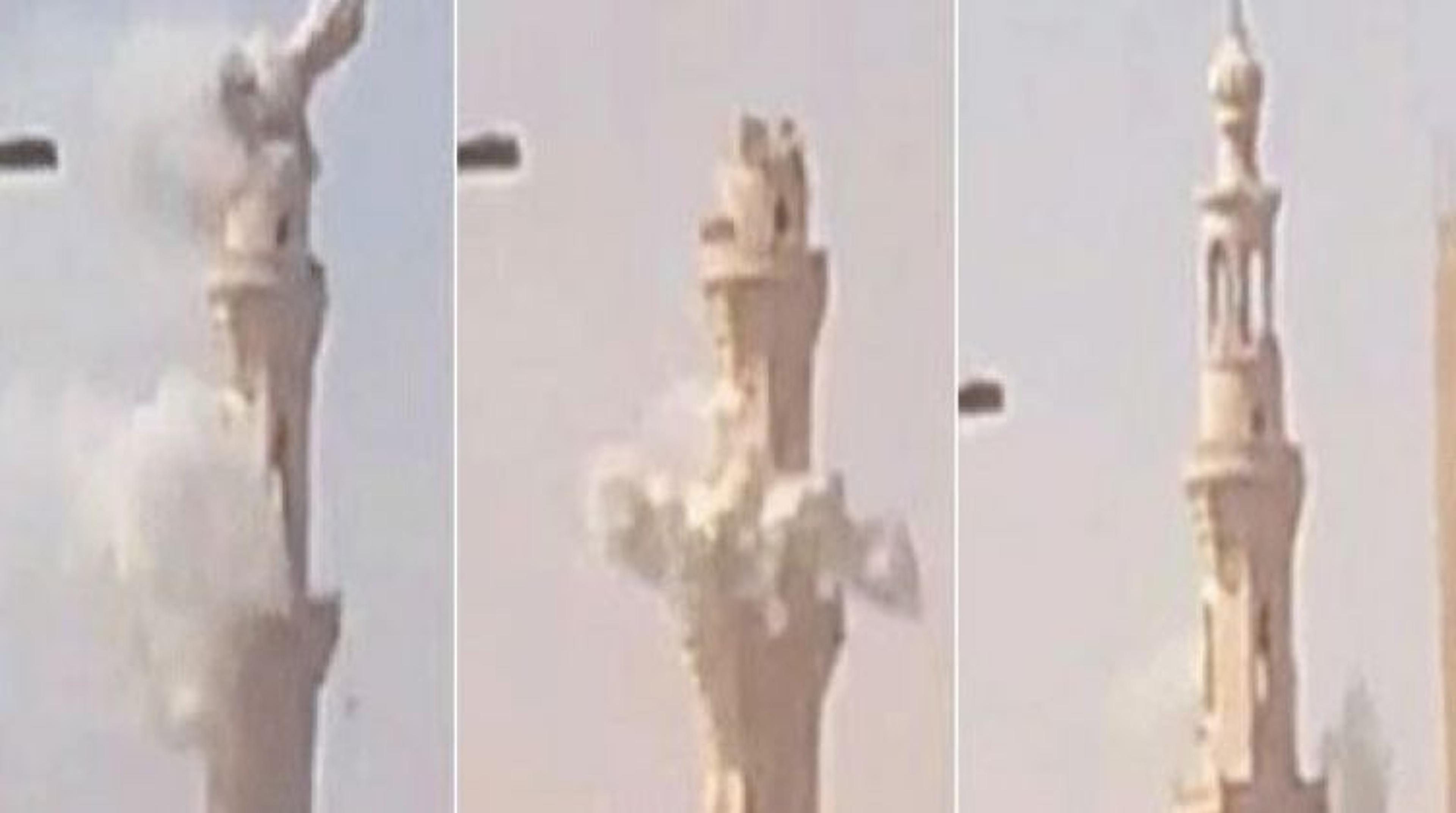 The fall of the minaret of Othman Mosque