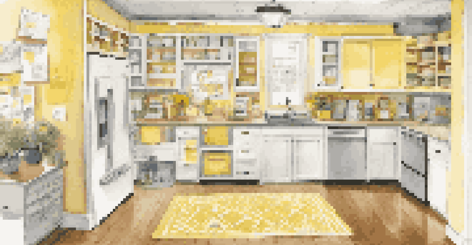 A kitchen command center with a bulletin board, planner, and hooks for keys, creating an organized and vibrant atmosphere.