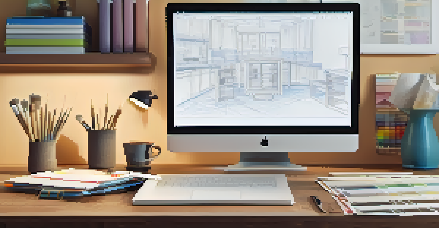 A workspace filled with renovation plans, blueprints, and tools, designed to inspire creativity and organization.