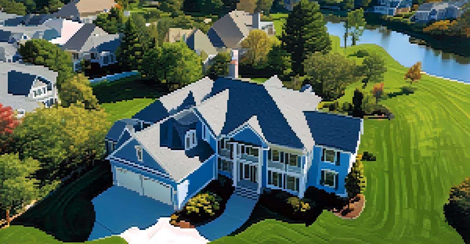 Aerial view of a house taken by a drone, emphasizing modern inspection technology.