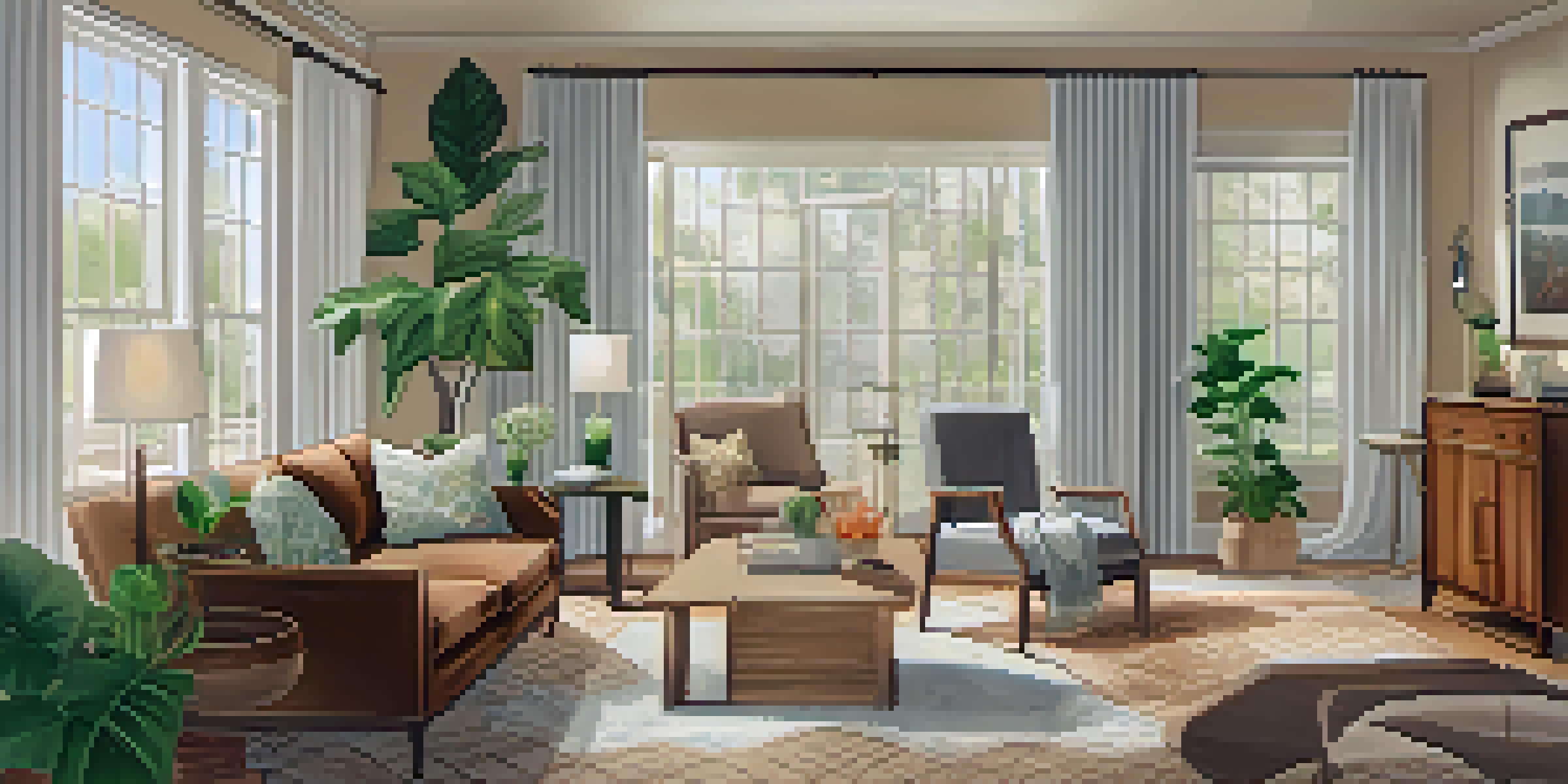 A cozy living room designed for accessibility, showcasing comfortable furniture and clear walkways.