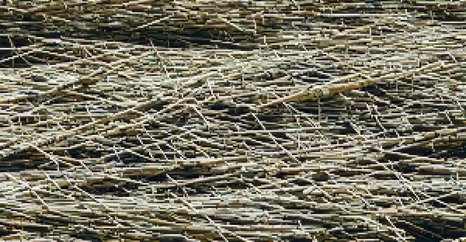 Artisans working with eco-friendly building materials like bamboo and recycled metal in a construction site, with natural lighting highlighting textures.
