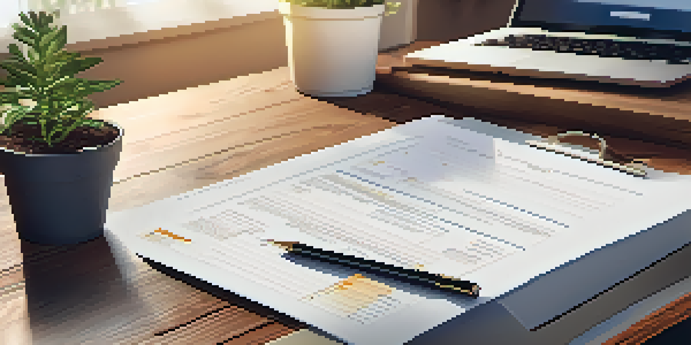 A contractor proposal document on a wooden desk with a laptop and a cup of coffee.