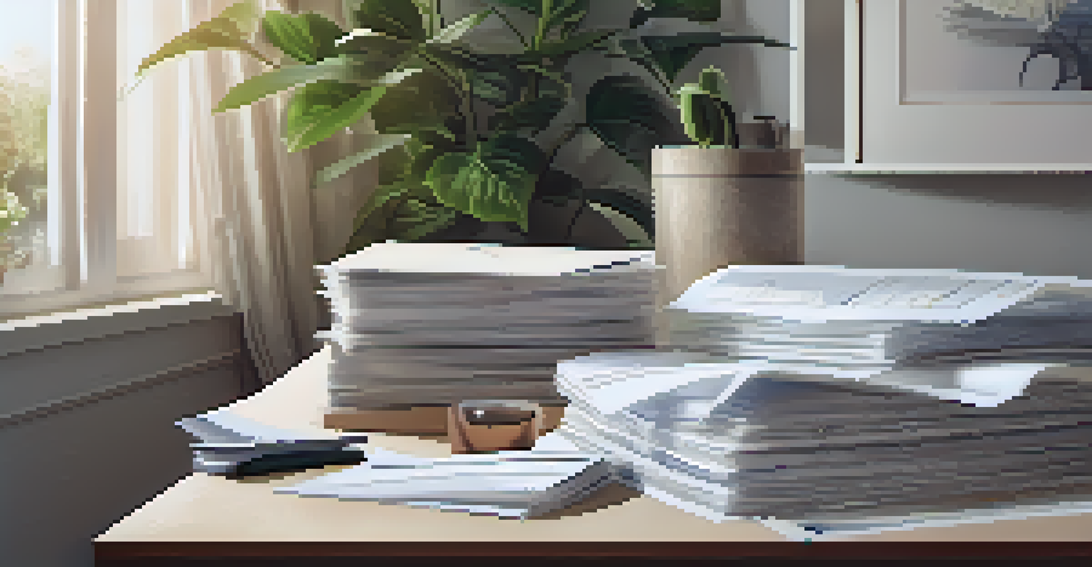 An organized table featuring renovation documents and a warm, inviting atmosphere.