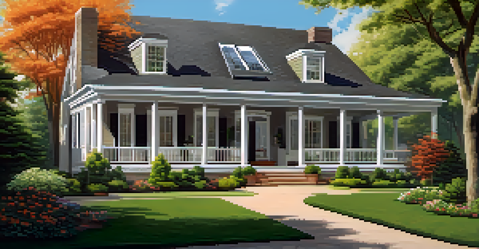A house surrounded by strategically planted trees and shrubs for energy-efficient landscaping.