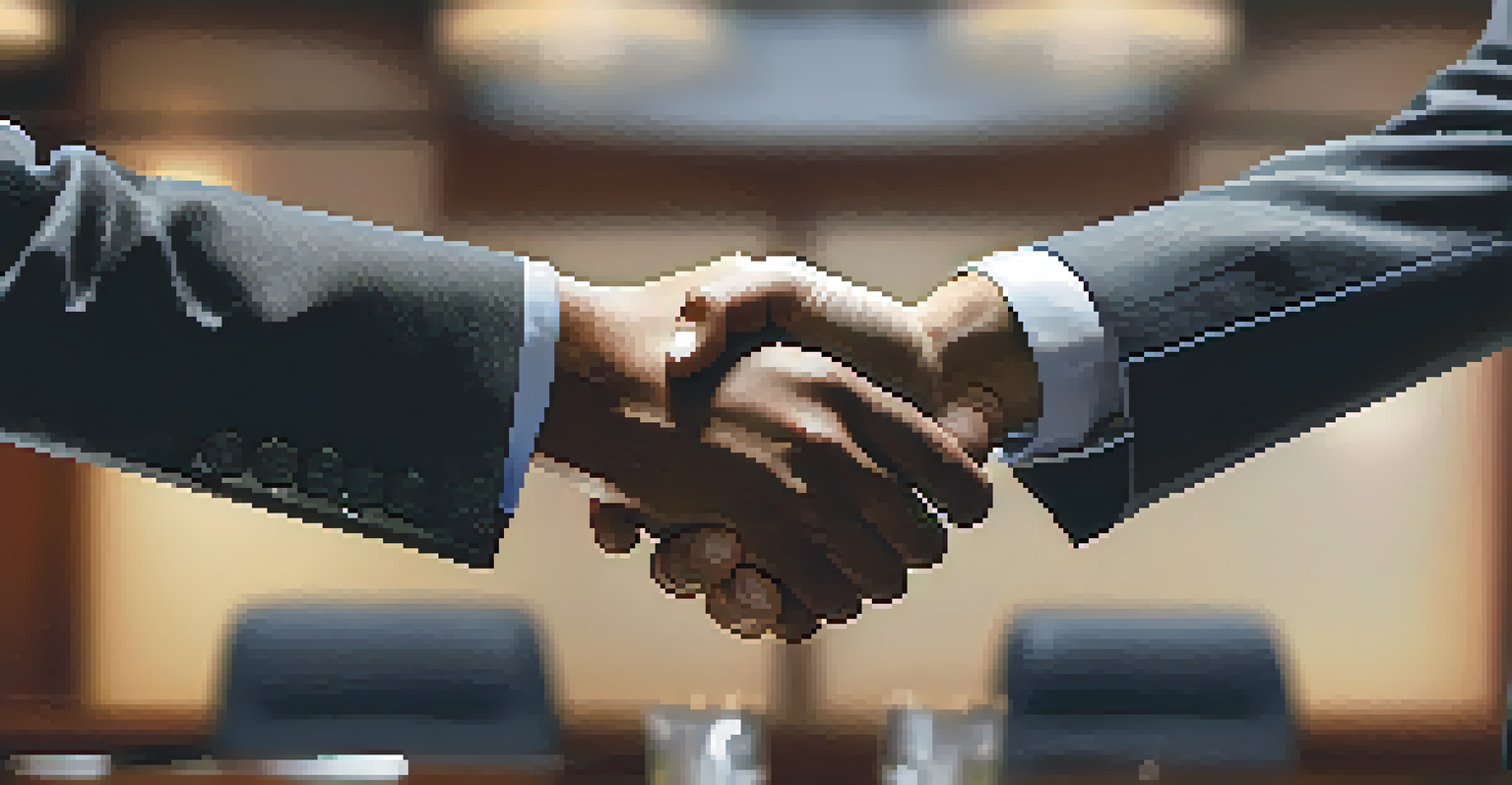 A close-up of two hands shaking in a business context, symbolizing agreement and negotiation.