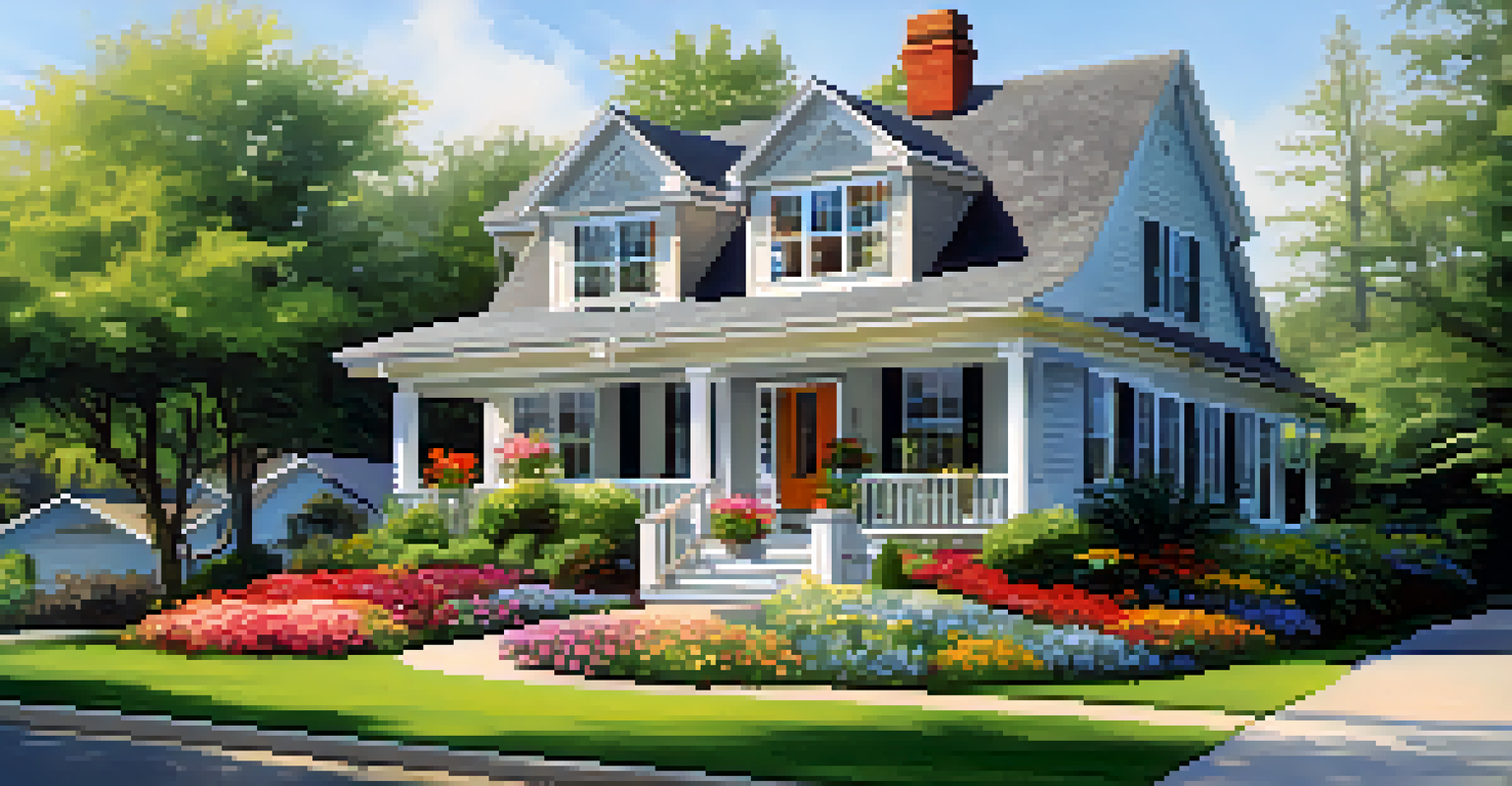 A charming rental property with greenery and a 'For Rent' sign.