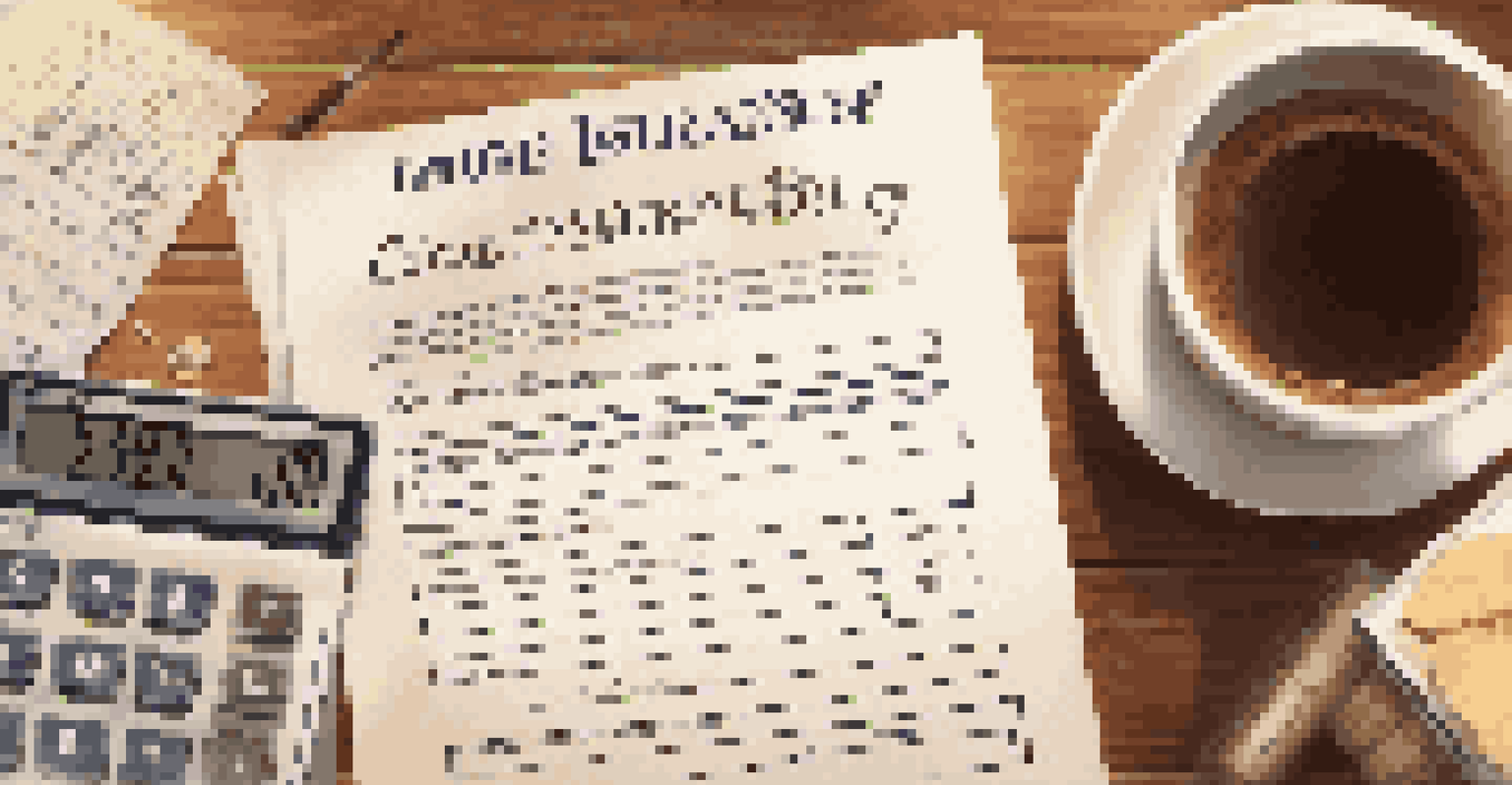 A close-up of a home insurance policy document, calculator, and coffee cup on a wooden table.