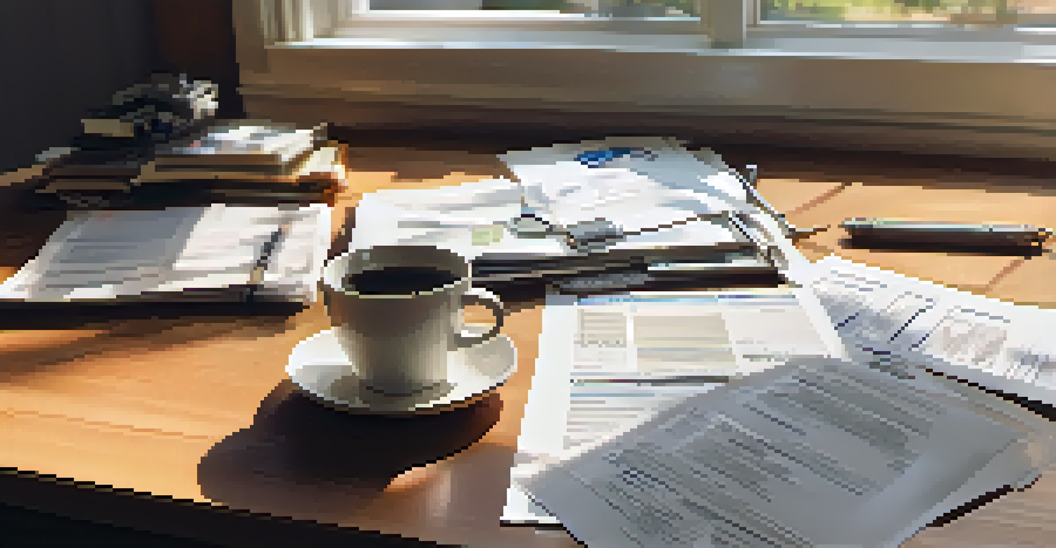 A home inspection report opened on a table, showcasing photos of plumbing and electrical issues, accompanied by a cup of coffee and a laptop.