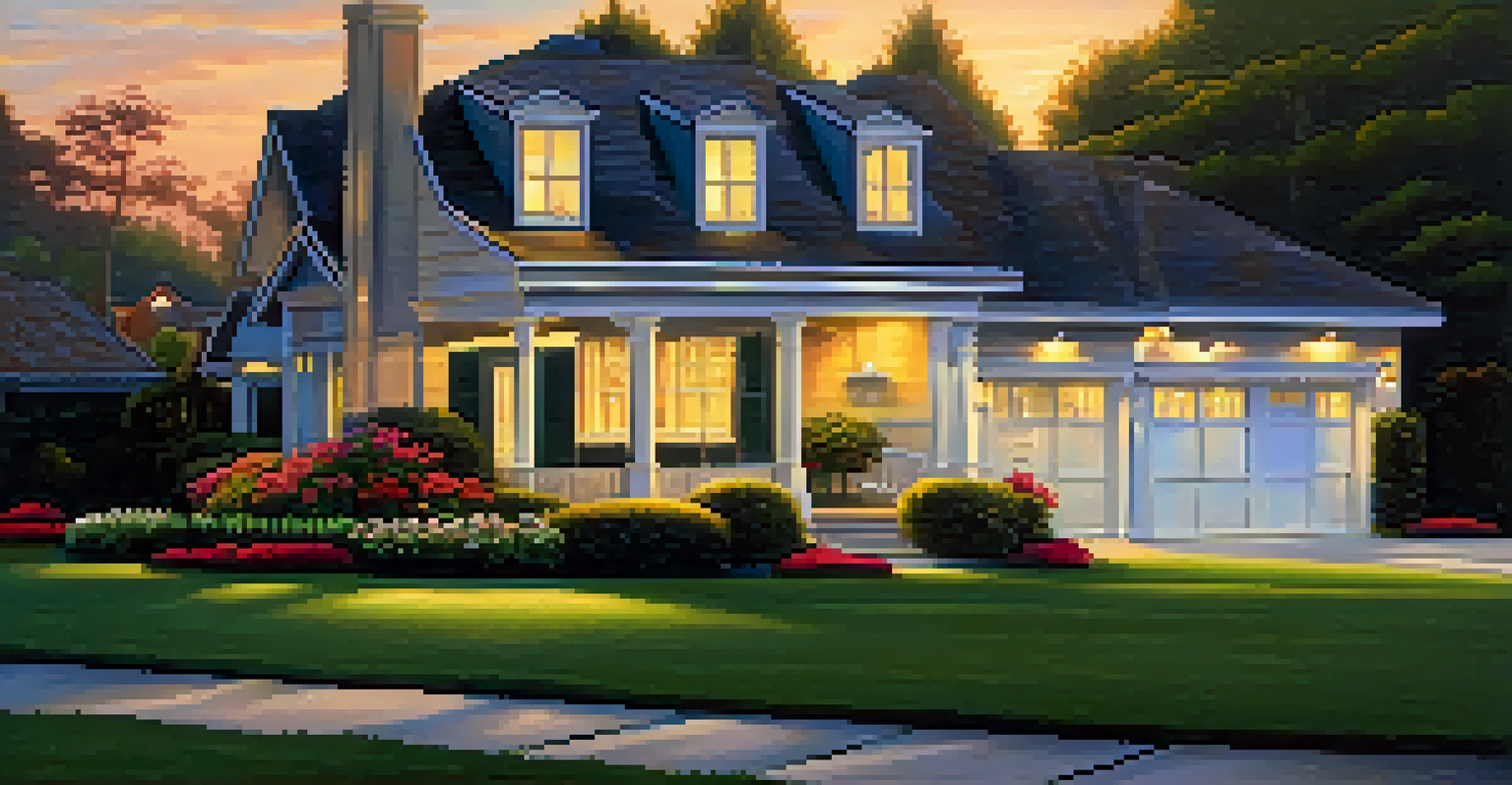 A house with a 'Pest Inspected' sign in the yard during sunset, showcasing a beautiful and well-maintained property.