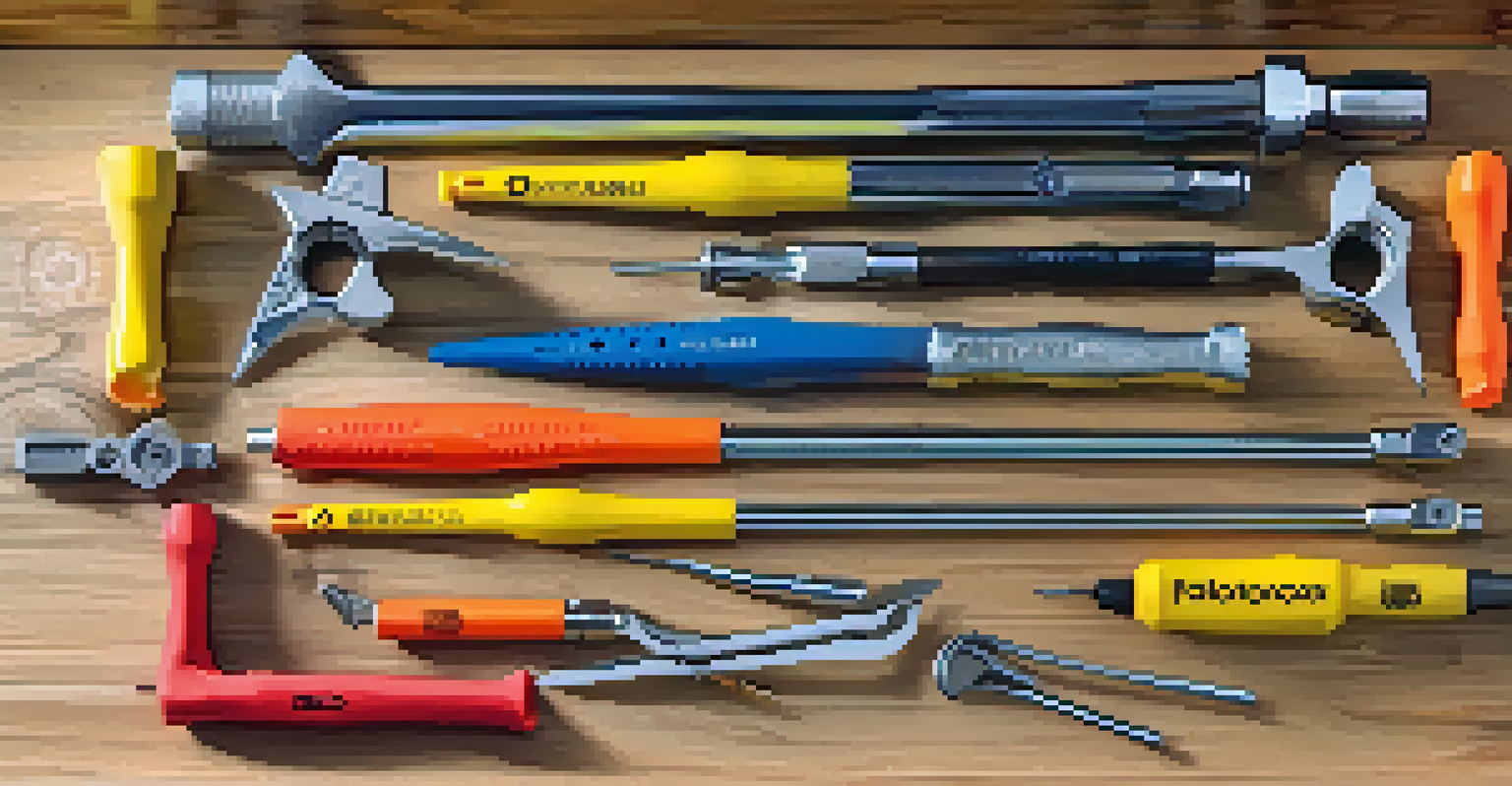 A toolbox with various colorful screwdrivers neatly arranged on a wooden surface.
