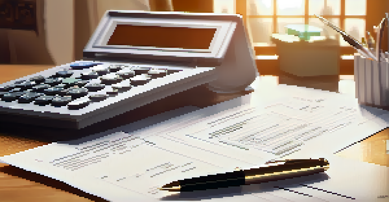 Close-up of a home appraisal report on a wooden desk, showing graphs and charts with a pen and calculator.