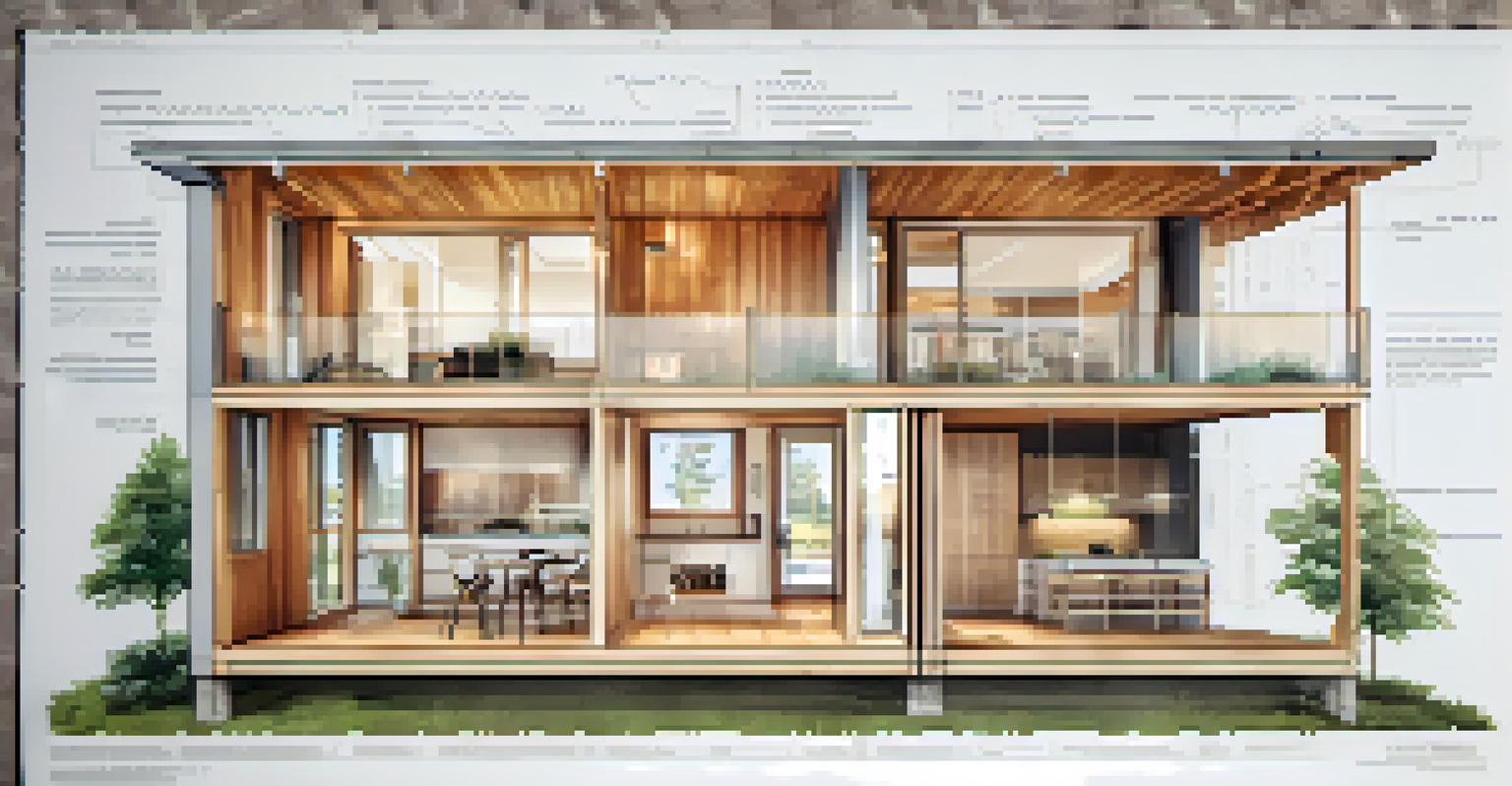 An architectural blueprint of a Passive House showing energy-efficient design features.