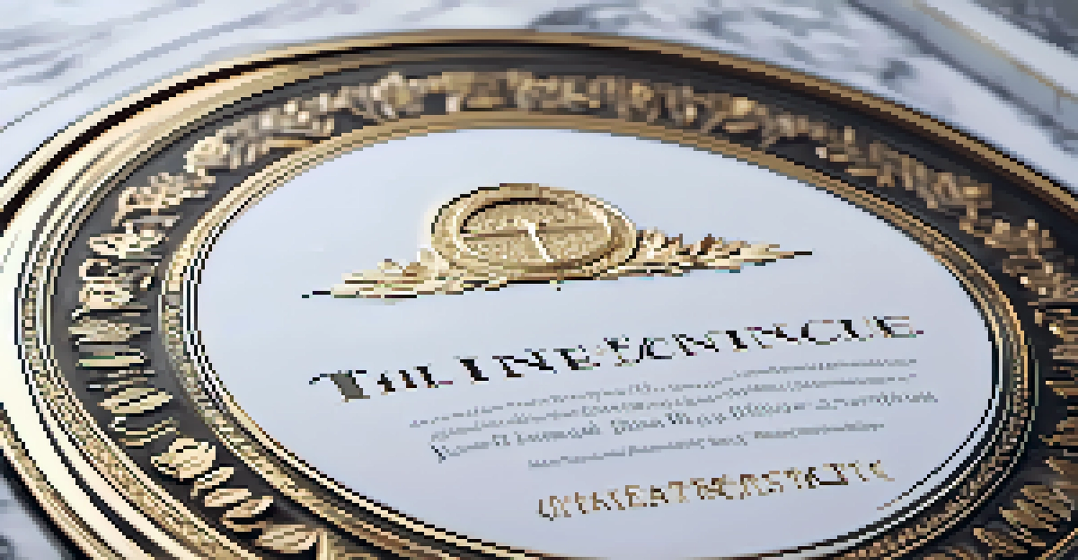 A title insurance policy document with intricate designs and a golden seal on a marble surface, emphasizing its significance.