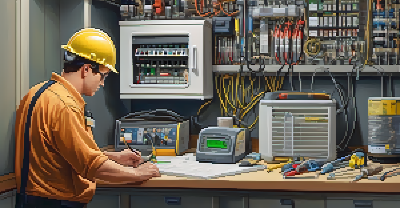 An inspector checking an electrical panel in a clean and organized utility room, emphasizing accessibility.