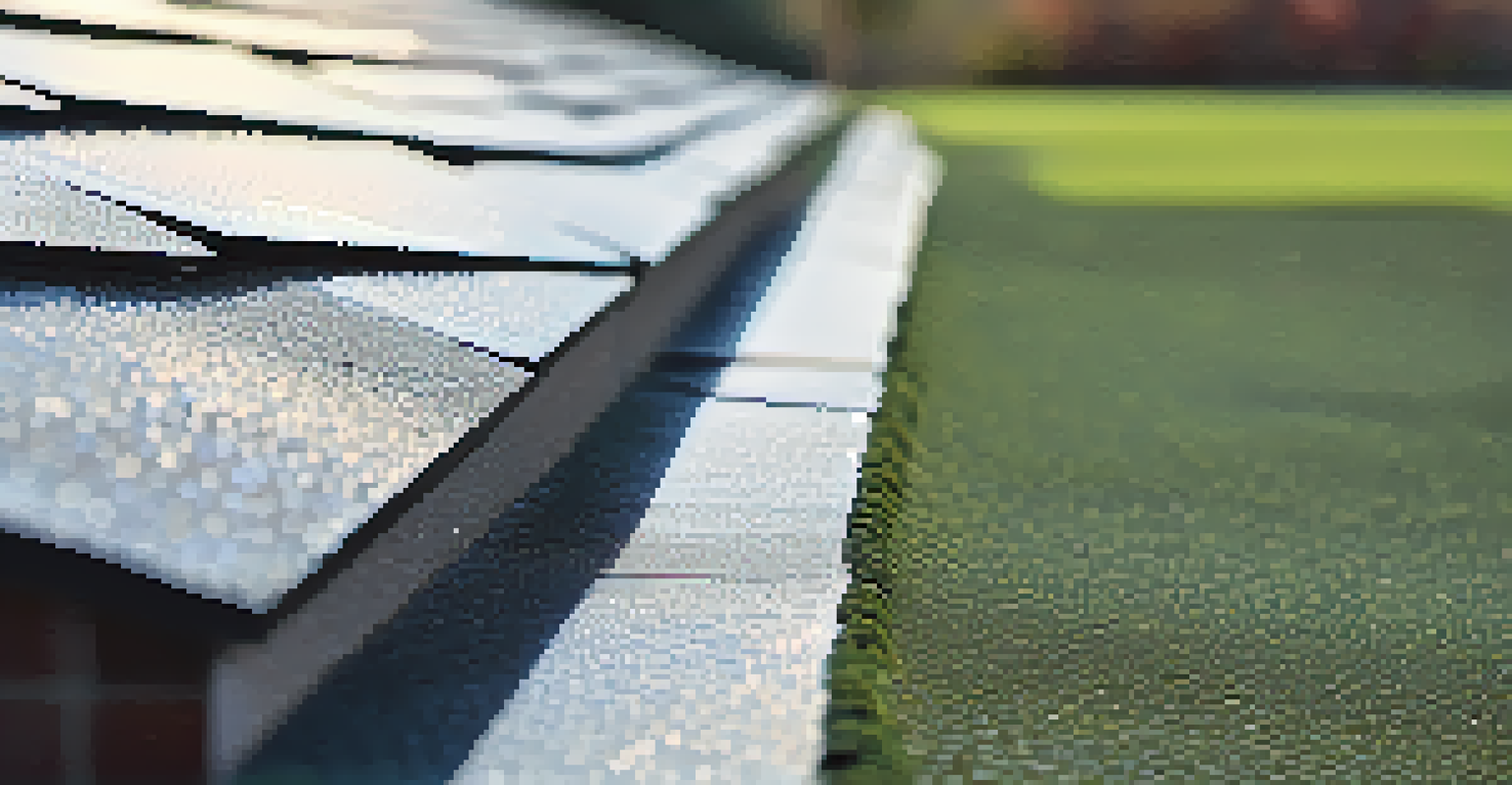 Close-up of a reflective cool roofing shingle showcasing its texture and shine.