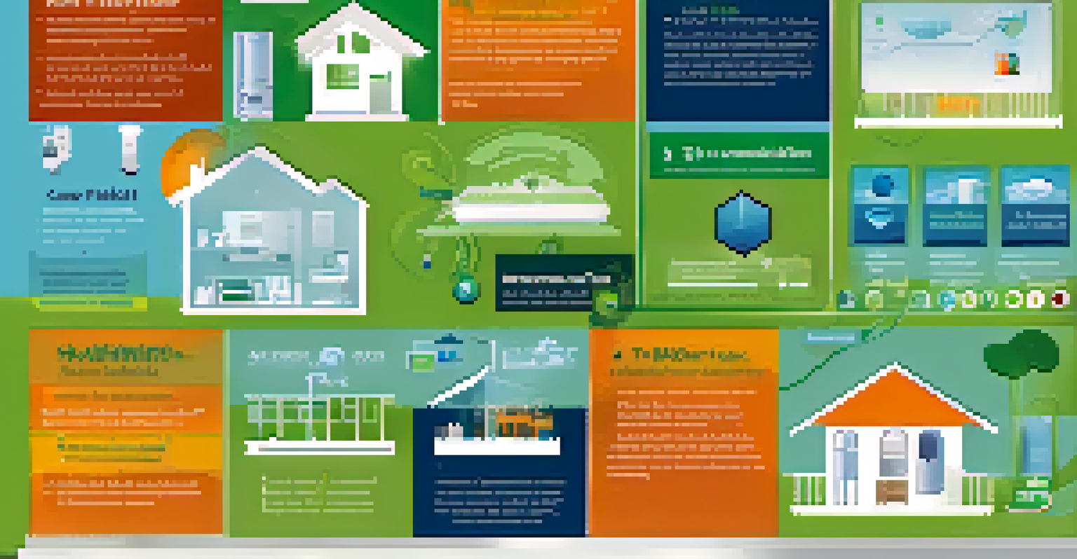 An infographic showcasing the benefits of home automation for sustainability, with icons and a green and blue color scheme.