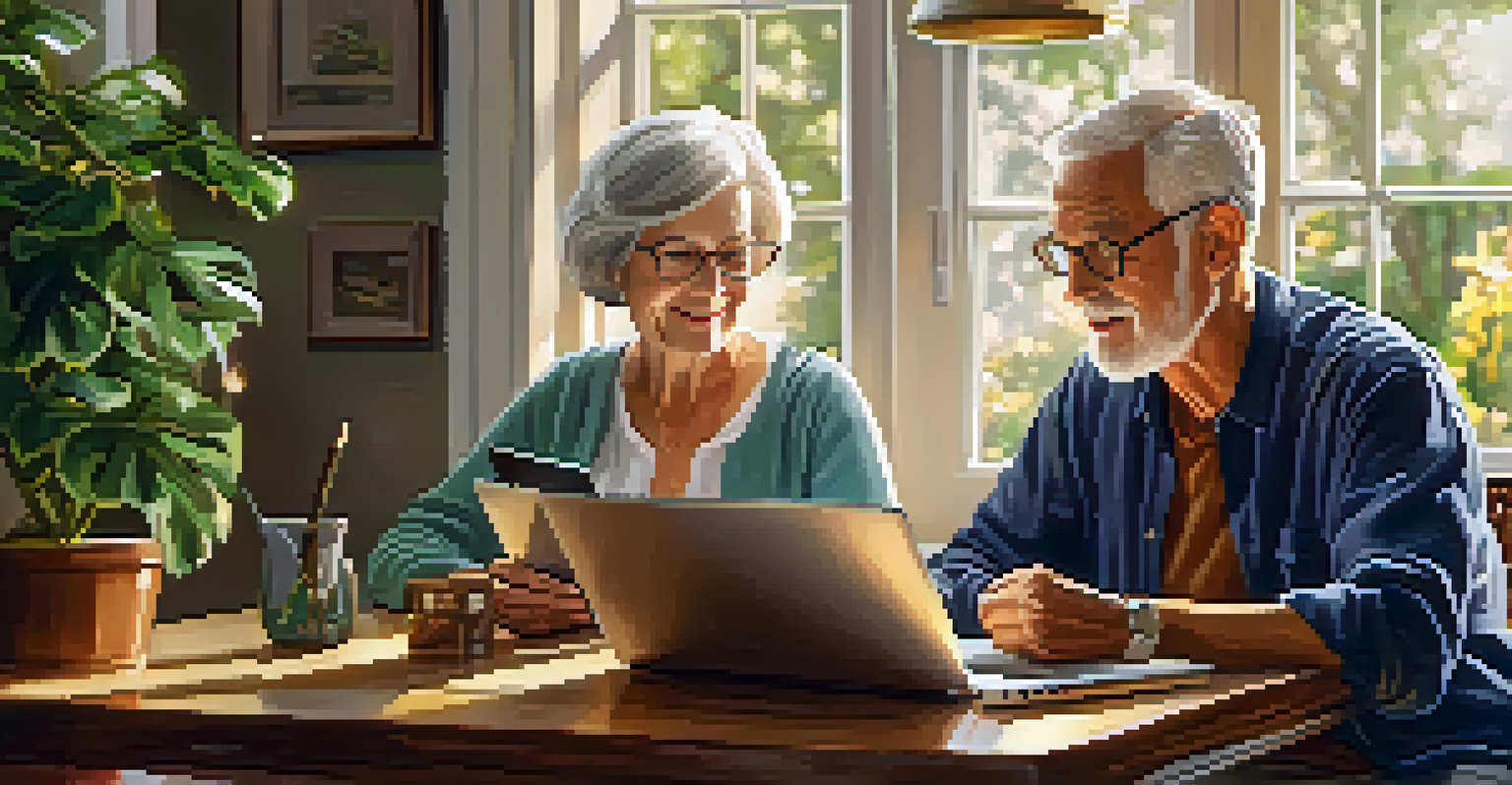 An older couple reviewing their credit reports together at a dining table in a cozy setting.
