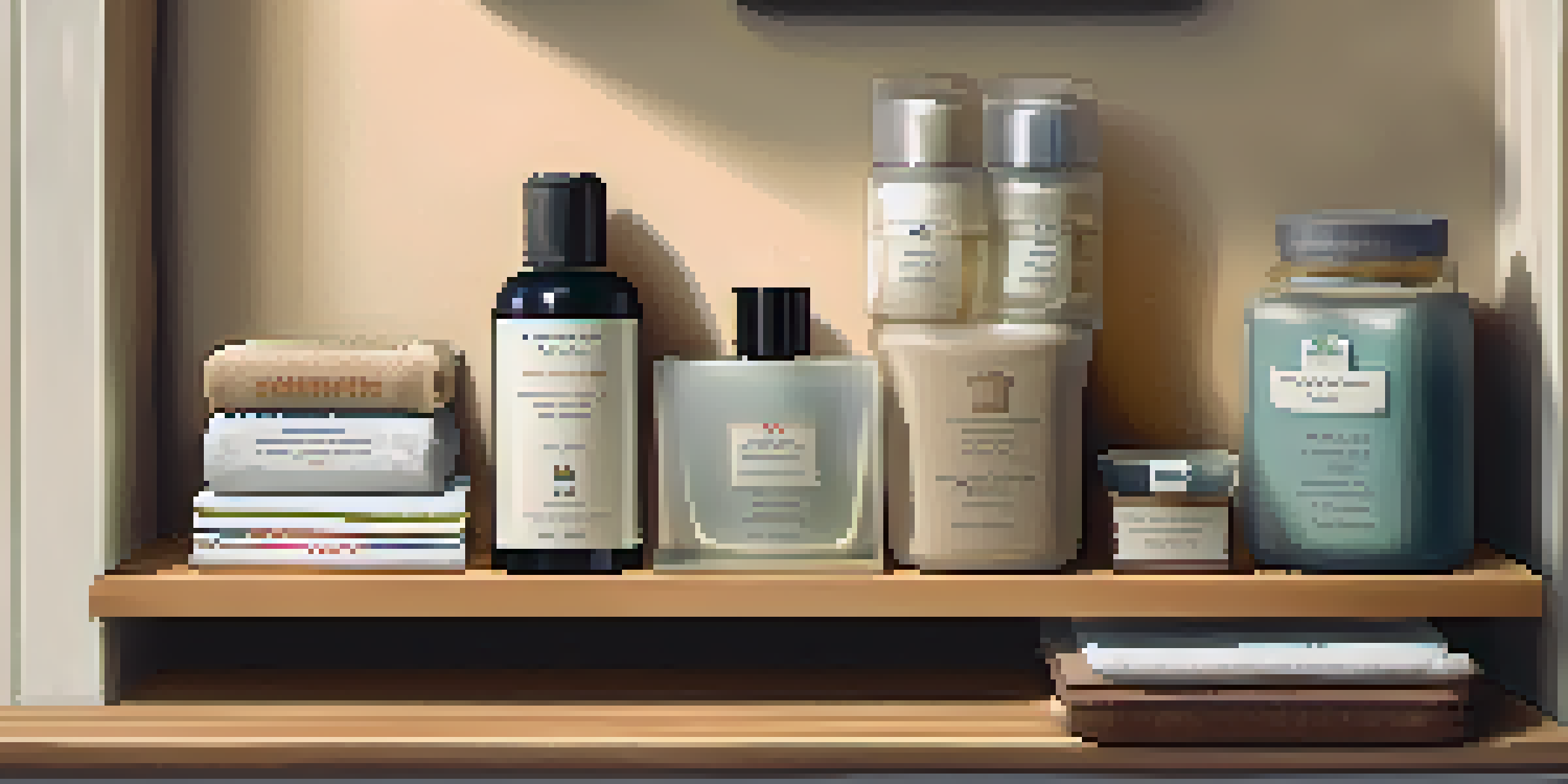 A well-organized home corner showcasing travel essentials in clear bins, with warm lighting creating a cozy ambiance.