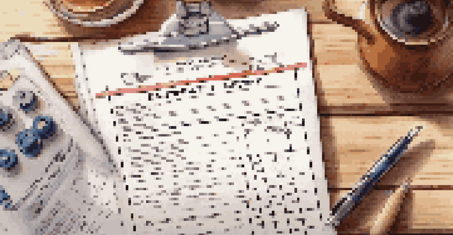Close-up of a home inspection report on a wooden table with a pen, and a cozy kitchen in the background.