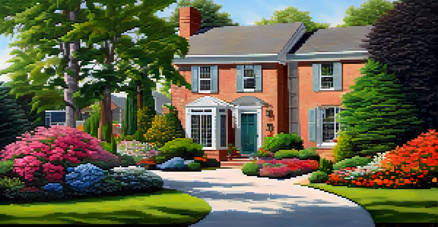 A split image showing a real estate agent presenting a home and a landscaper tending to a colorful garden.