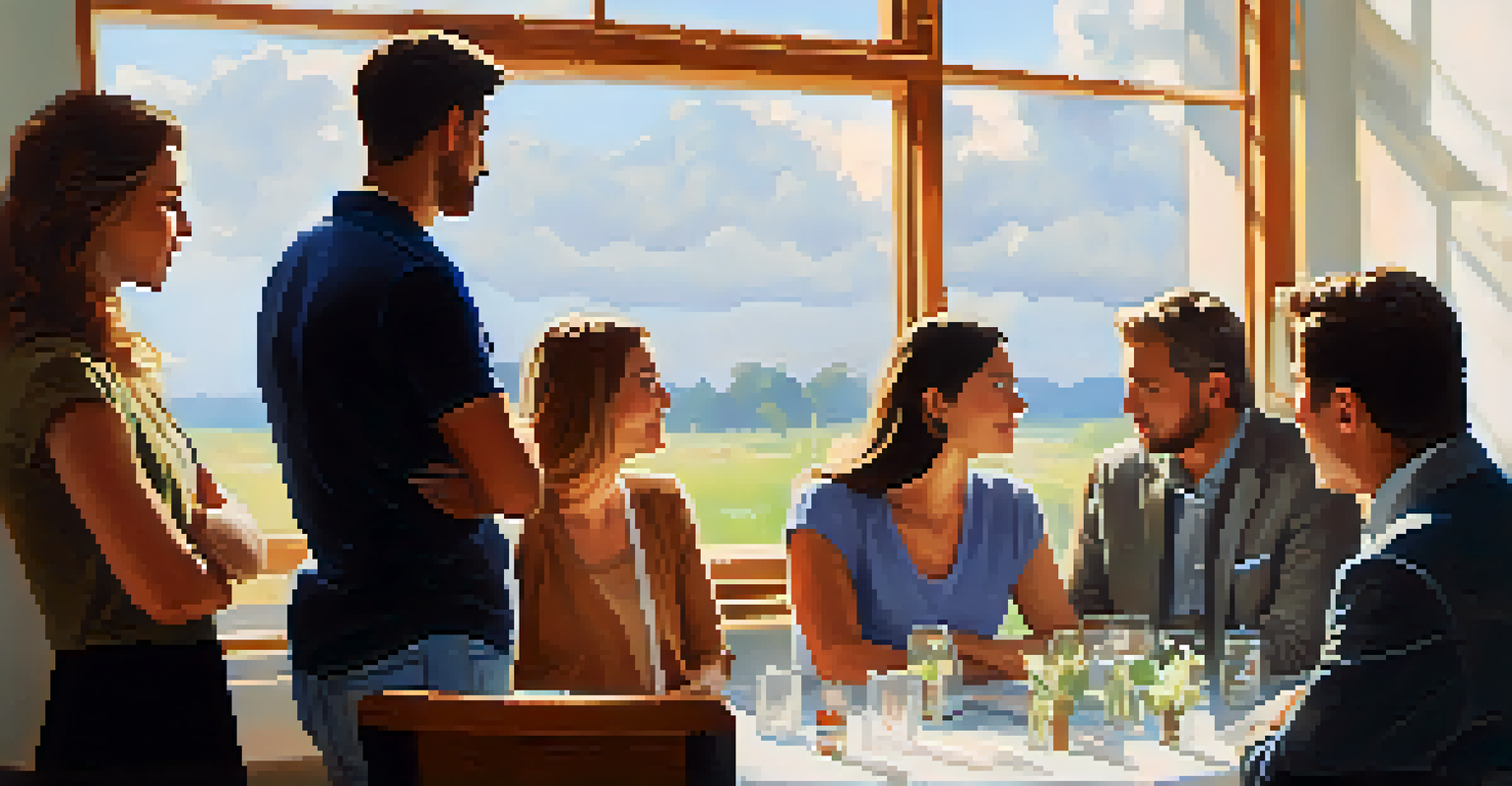 Attendees engaged in a feedback session, sharing thoughts in a cozy setting with natural light, illustrating expressions of interest and engagement.