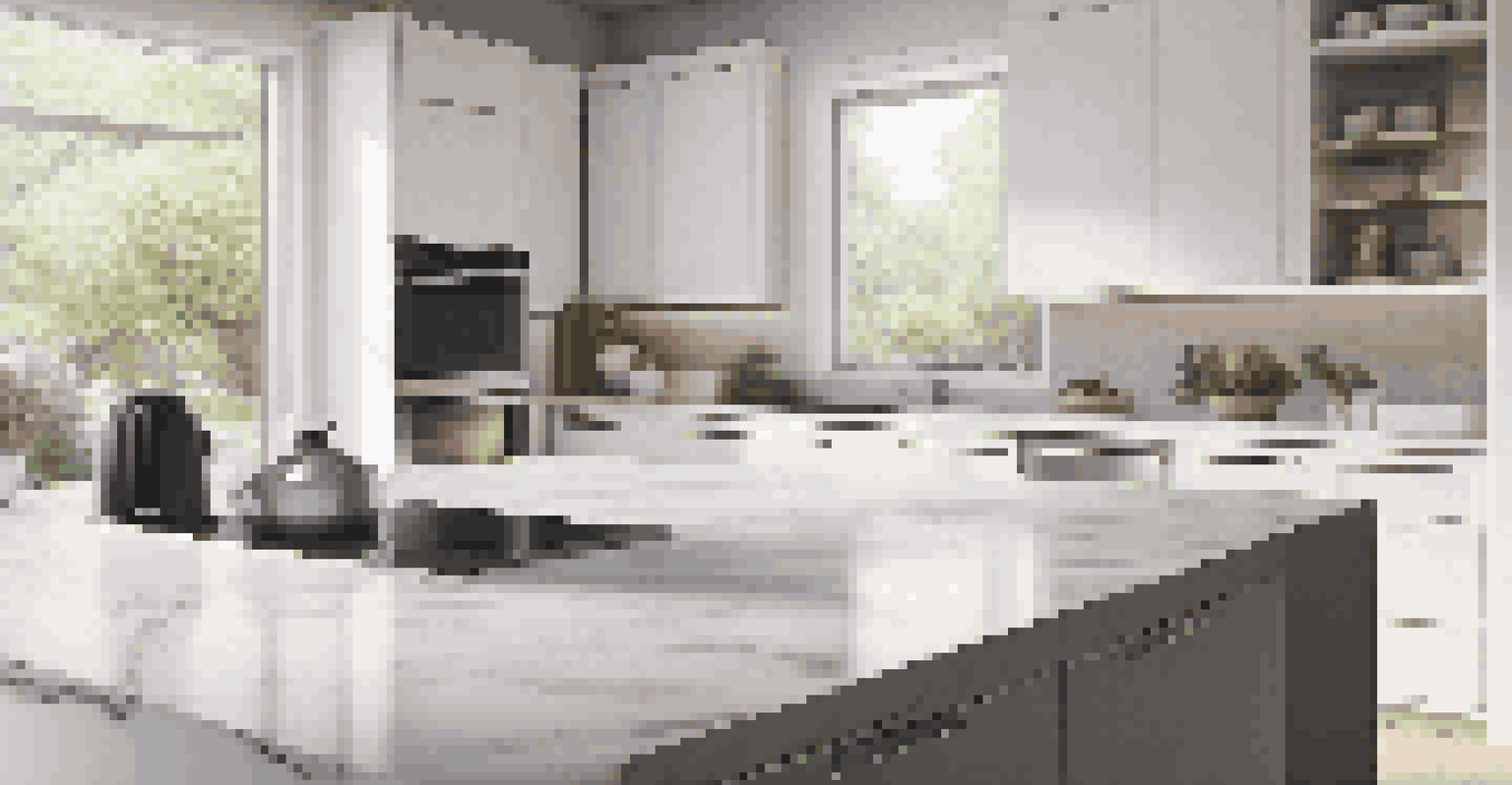 Close-up of a smart home device on a modern kitchen countertop.