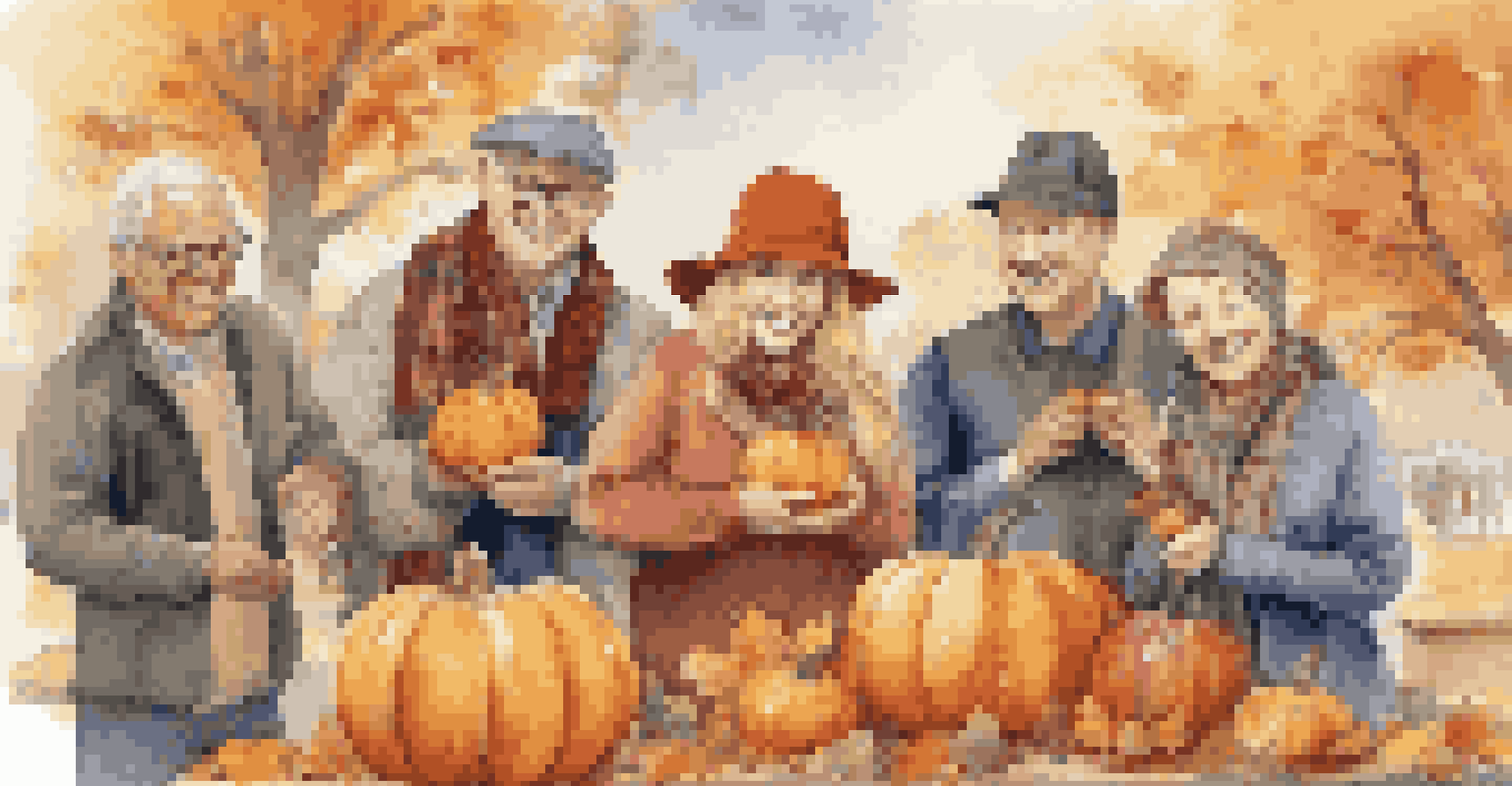 A group of tenants enjoying a fall festival with pumpkin carving and festive decorations.