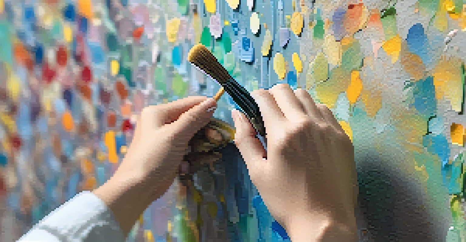 A close-up of hands painting a wall with eco-friendly paint, showing vibrant colors and textures.