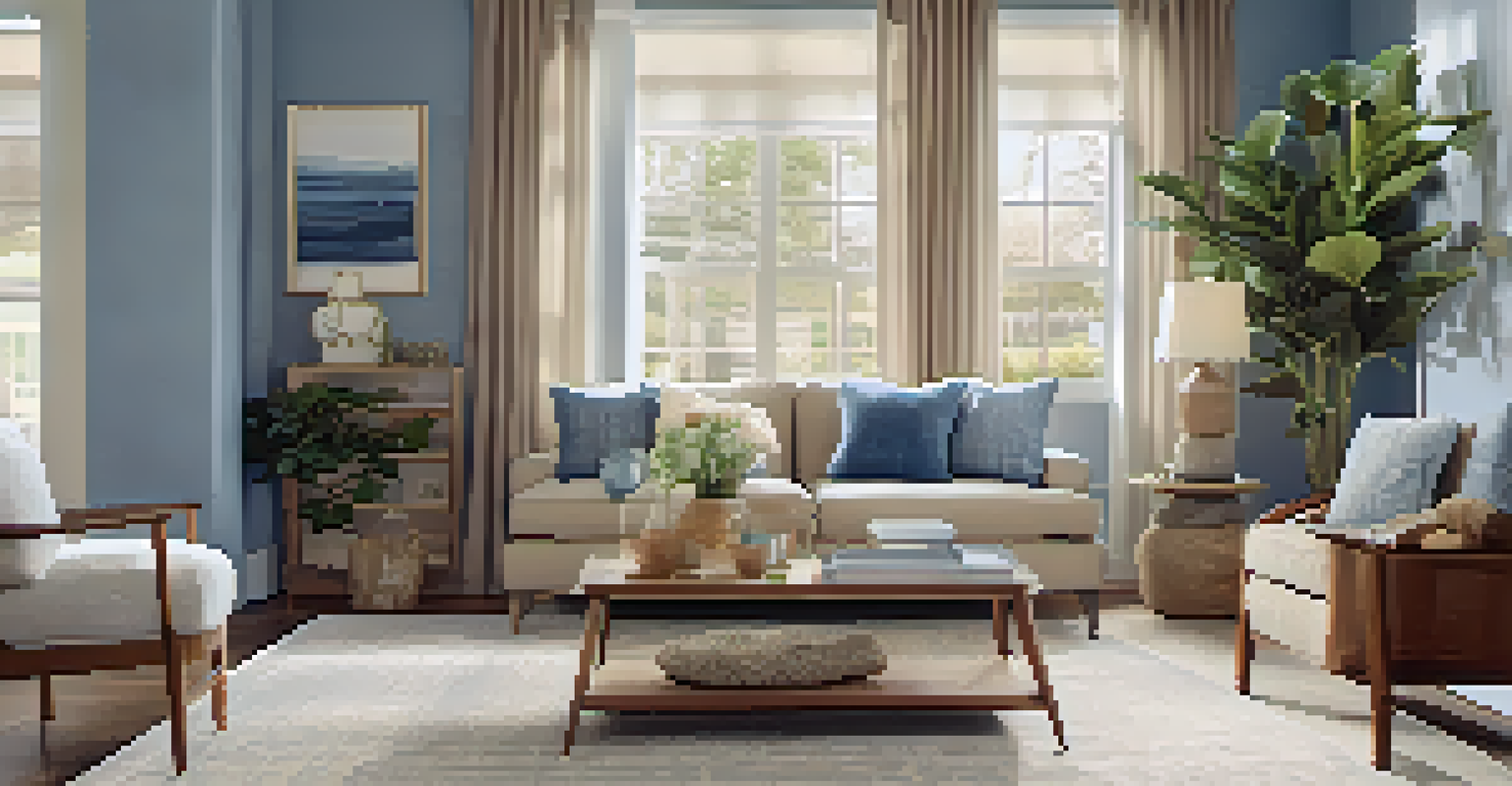 A modern living room filled with natural light, featuring stylish furniture and decorative plants.