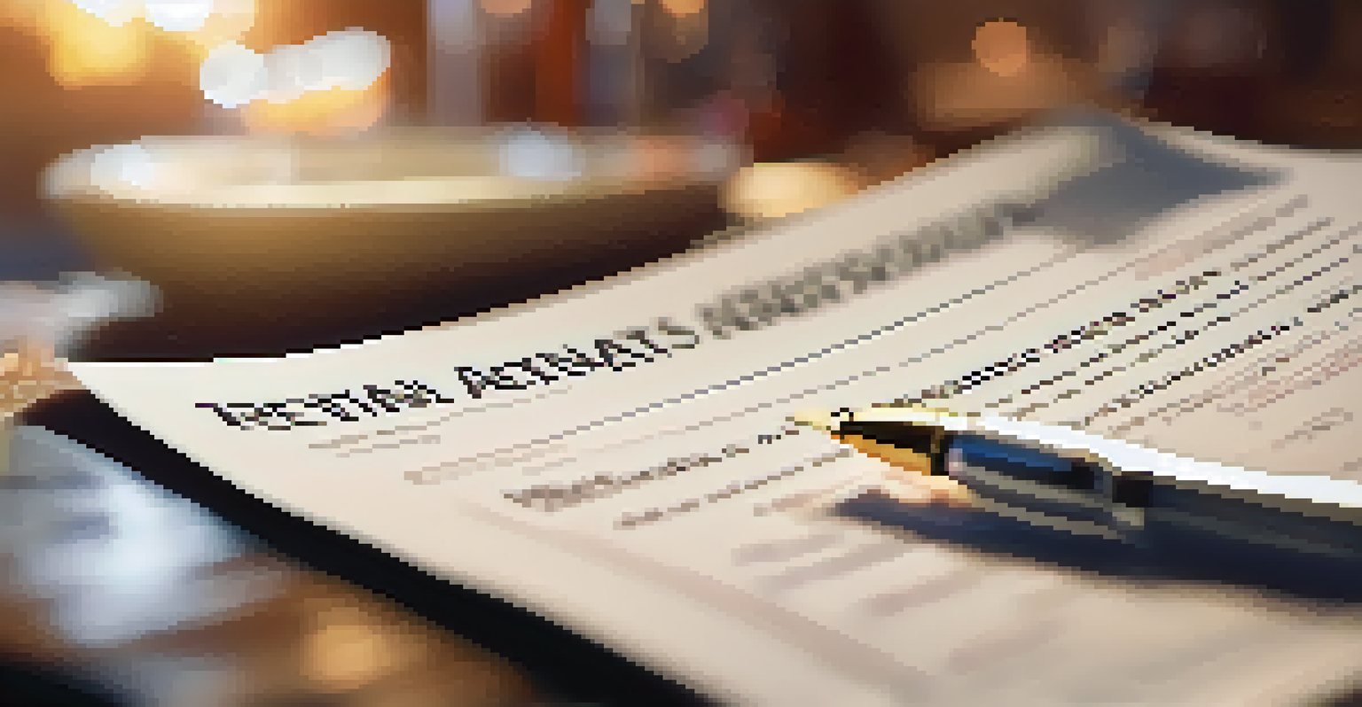 Close-up of hands holding a rental agreement with a rustic kitchen in the background, emphasizing important rental details.