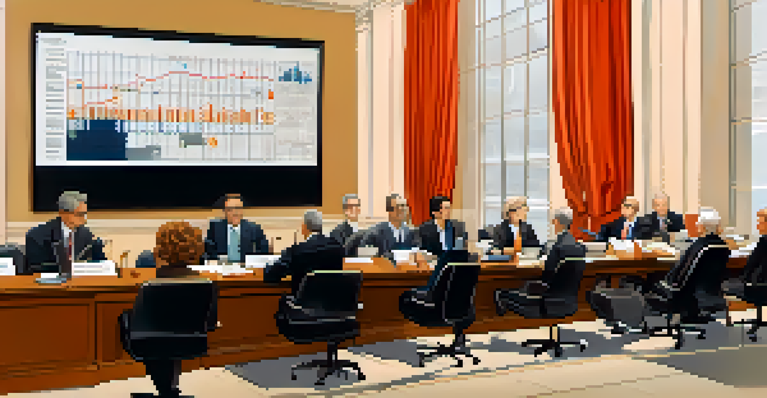 A Tax Appeals Board meeting with panel members discussing tax cases and statistics.