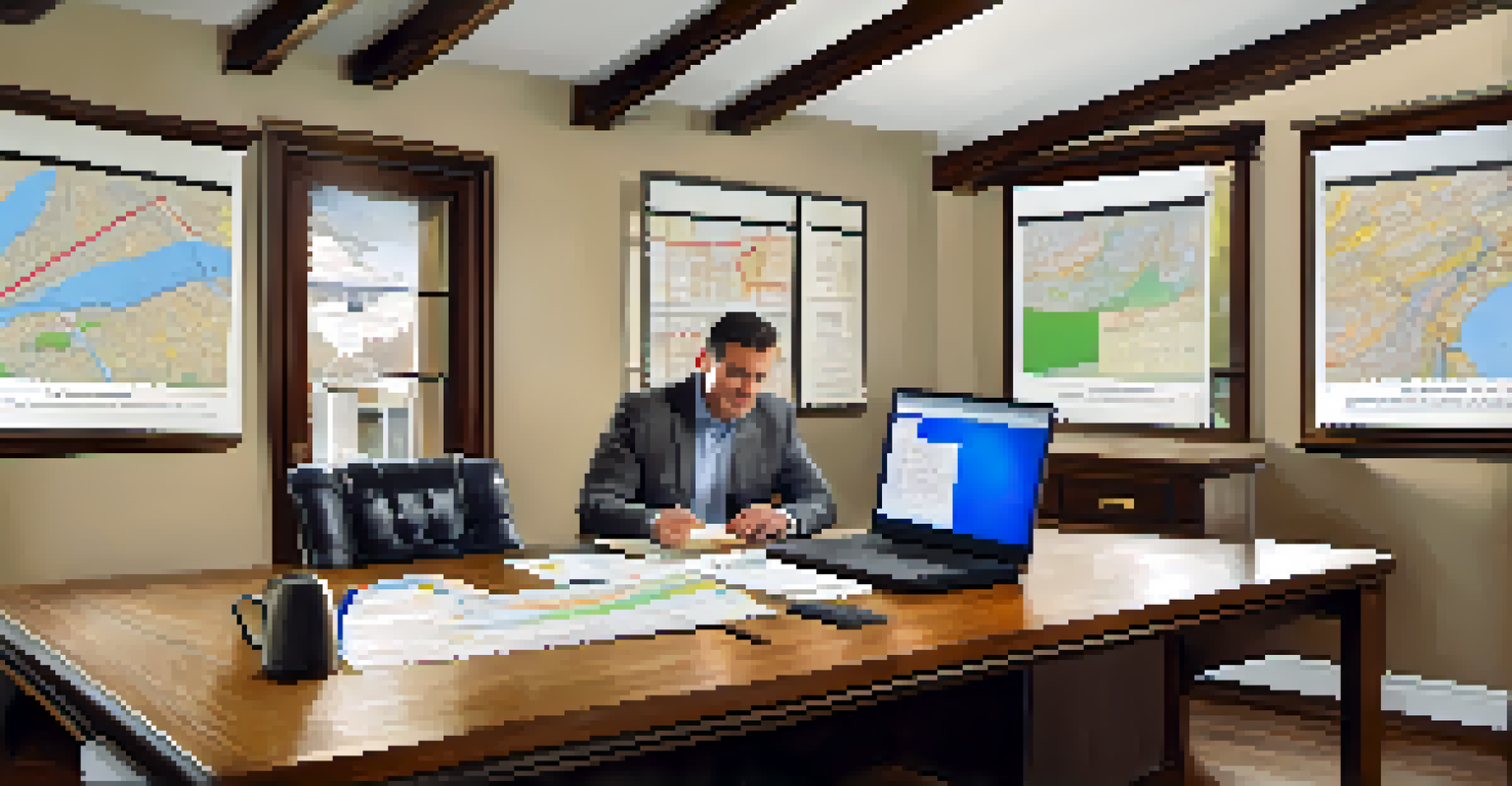 A real estate agent and homeowner discussing appraisal reports in an office.