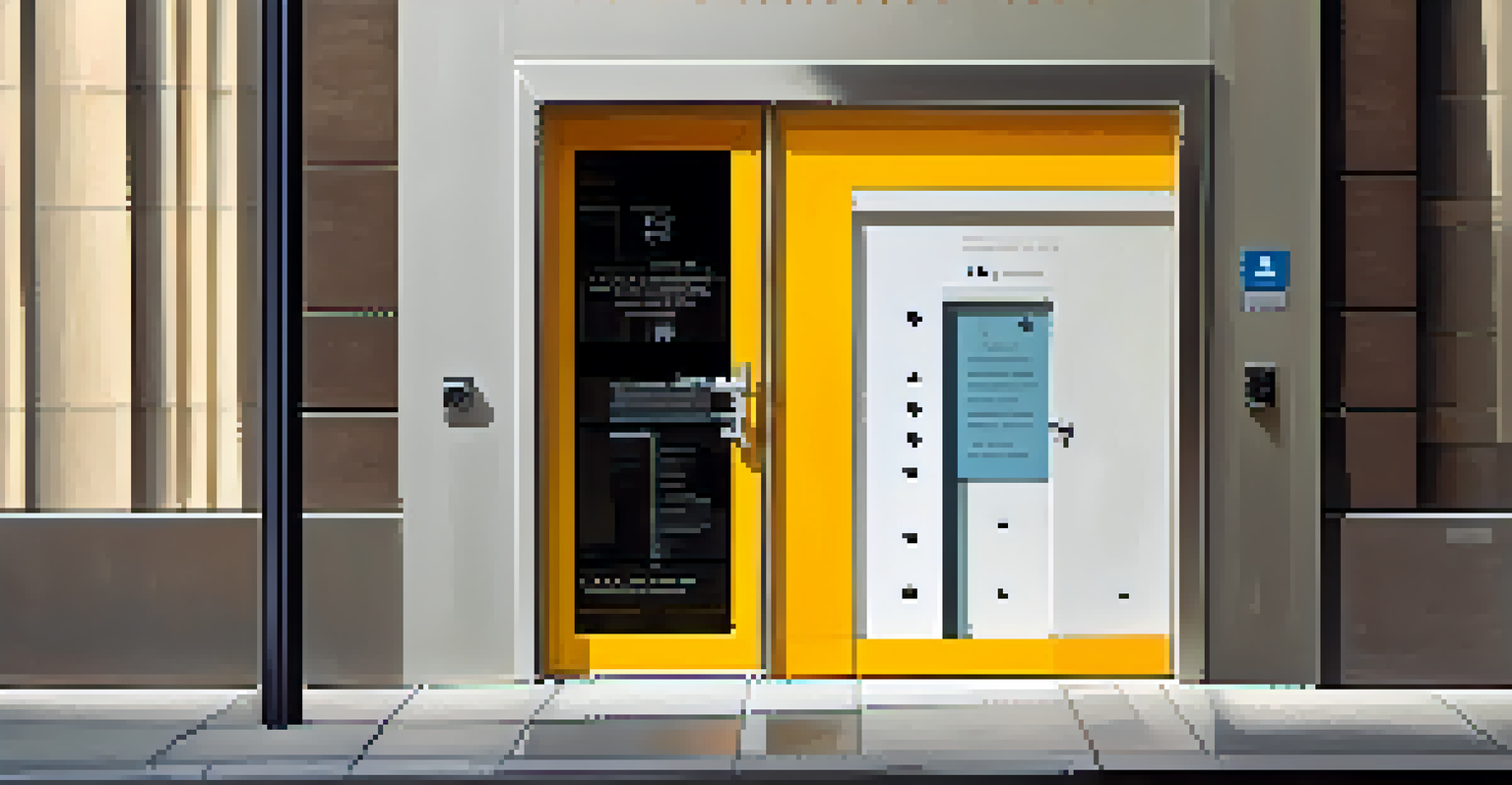A close-up view of an accessible doorway with lever handles, wide entrance, and signage including Braille, designed for easy navigation.
