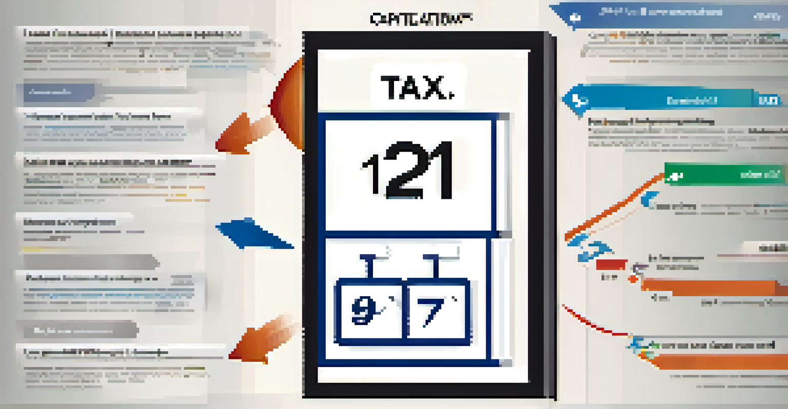 An infographic comparing short-term and long-term capital gains tax with visuals of a clock and calendar.
