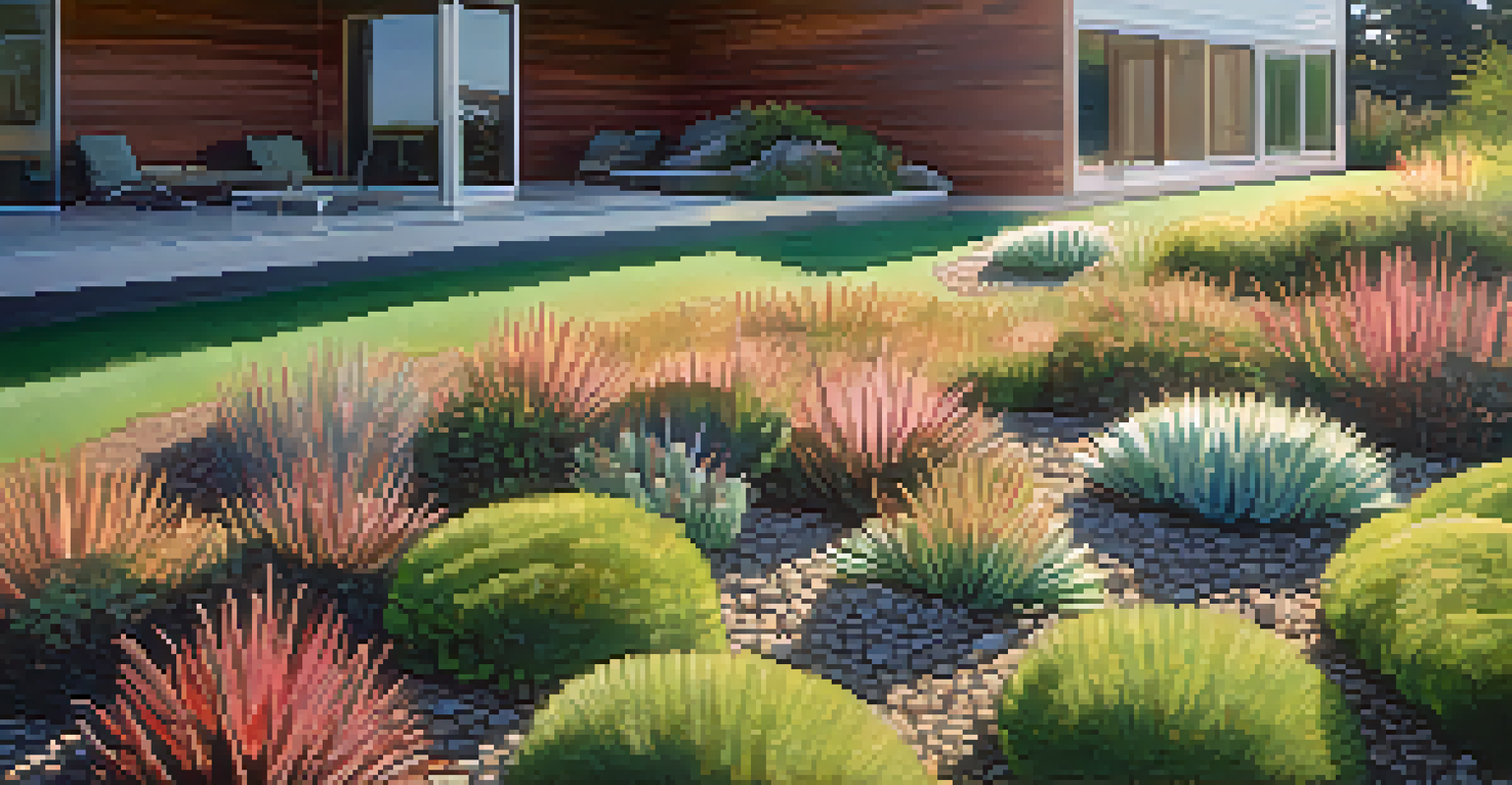 A close-up of diverse drought-resistant plants on a green roof.