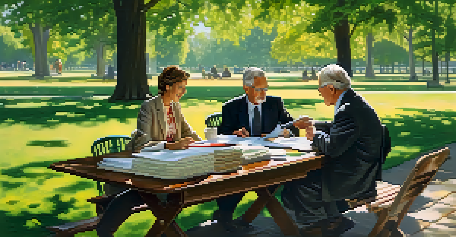 A mobile notary service taking place outdoors with a client at a park.