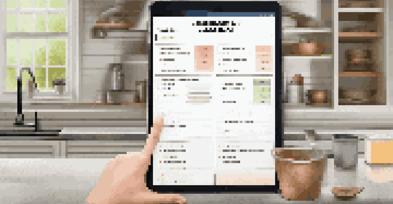 A digital checklist for home maintenance tasks displayed on a tablet in a modern kitchen.