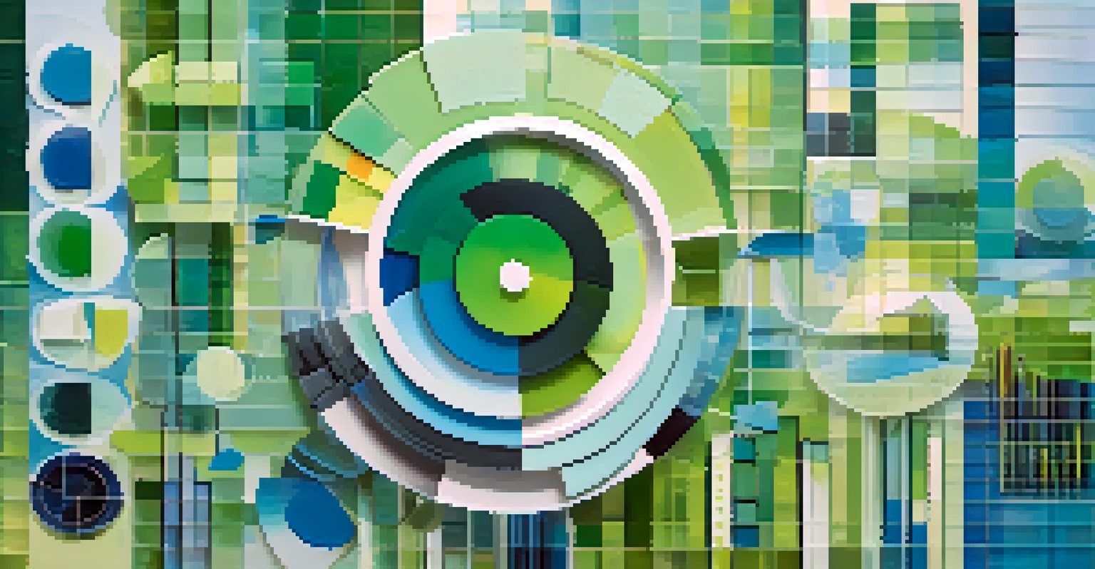 Abstract visuals of pie charts and graphs representing different investment sectors.