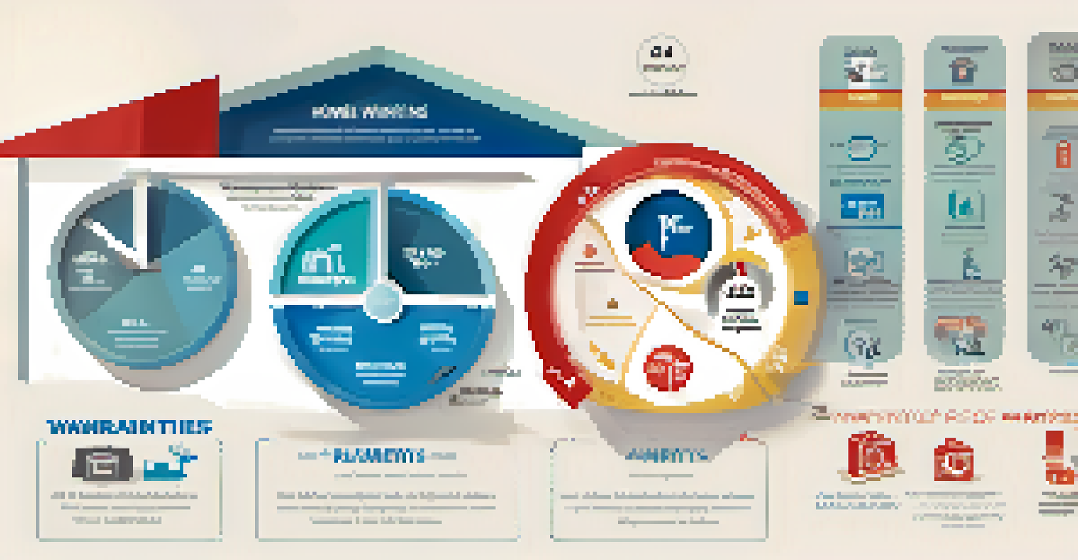 An infographic showcasing the benefits of home warranties with icons and a pie chart.