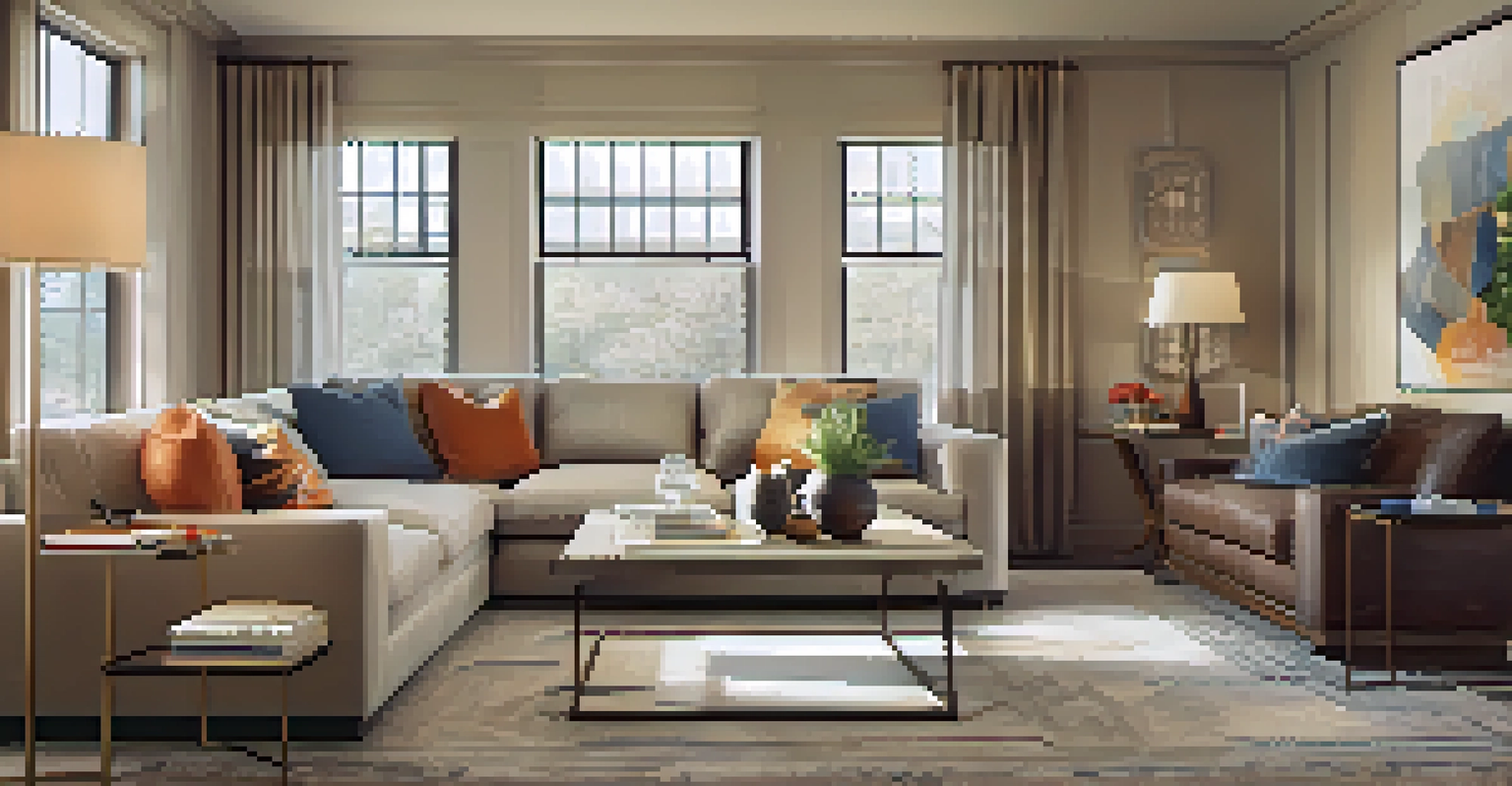 A family room showcasing different activity zones, including a reading nook and a gaming area.