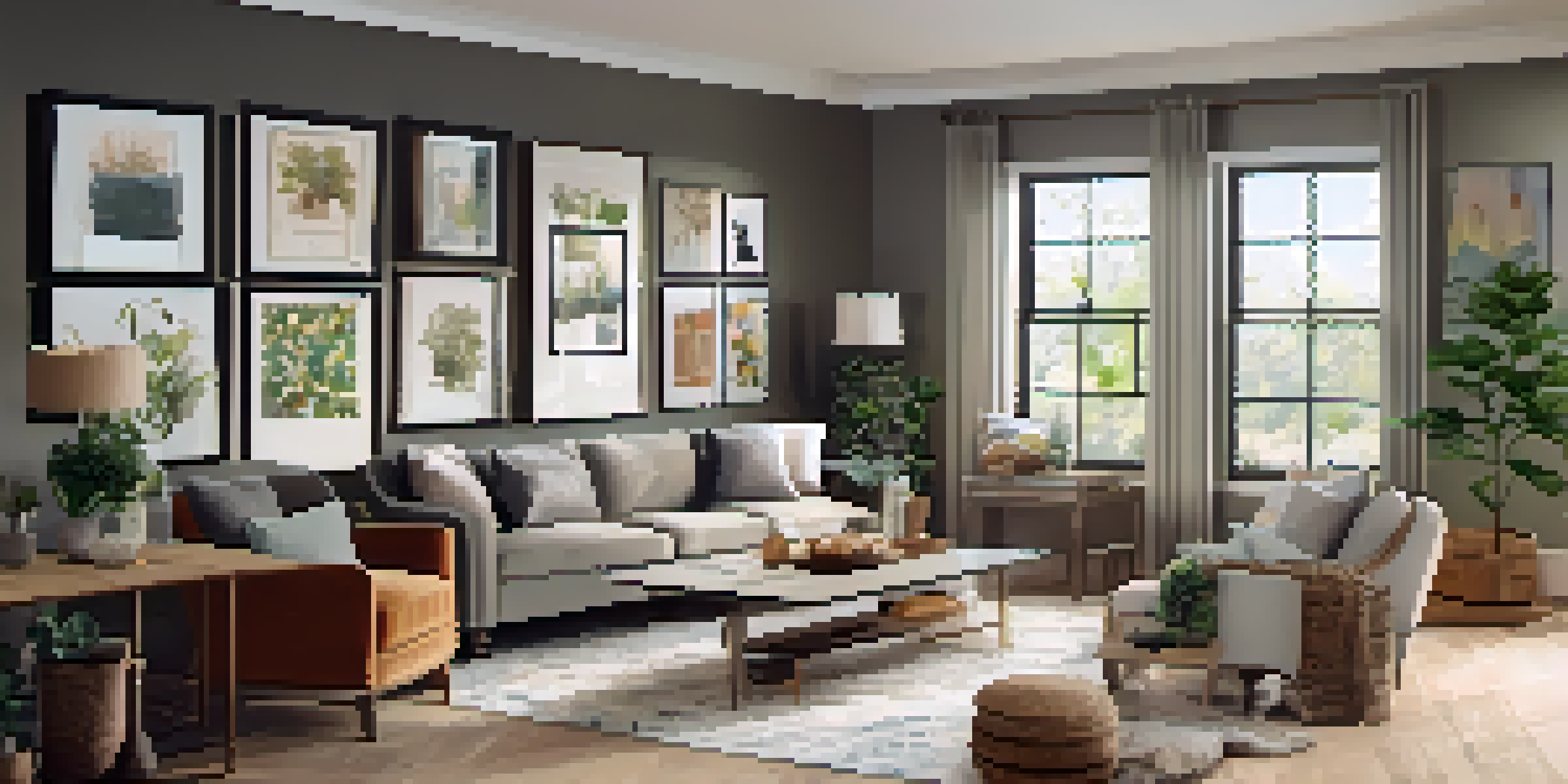 A warm and inviting living room where a grandparent shares a story with a child, with parents cooking in the background and eco-friendly decor.