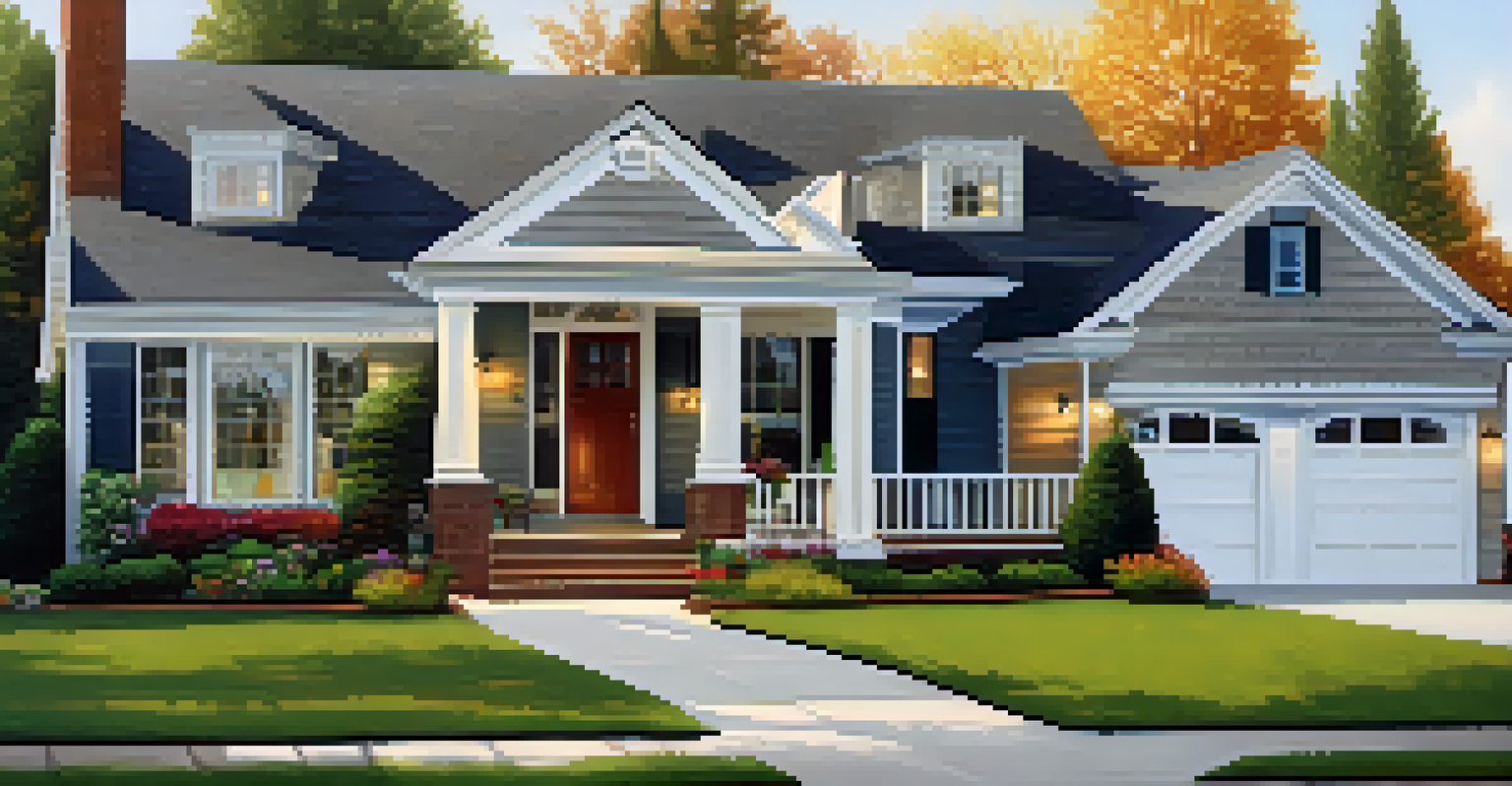 An outdoor view of a suburban house with visible security features and a beautiful lawn.