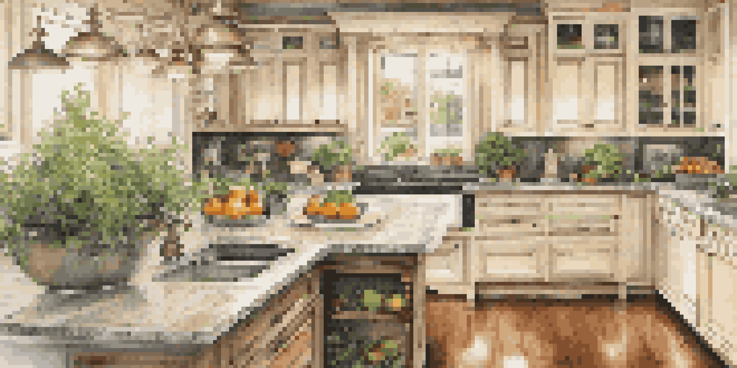 A renovated kitchen with elegant cabinetry, polished granite countertops, and warm lighting, creating a cozy atmosphere.