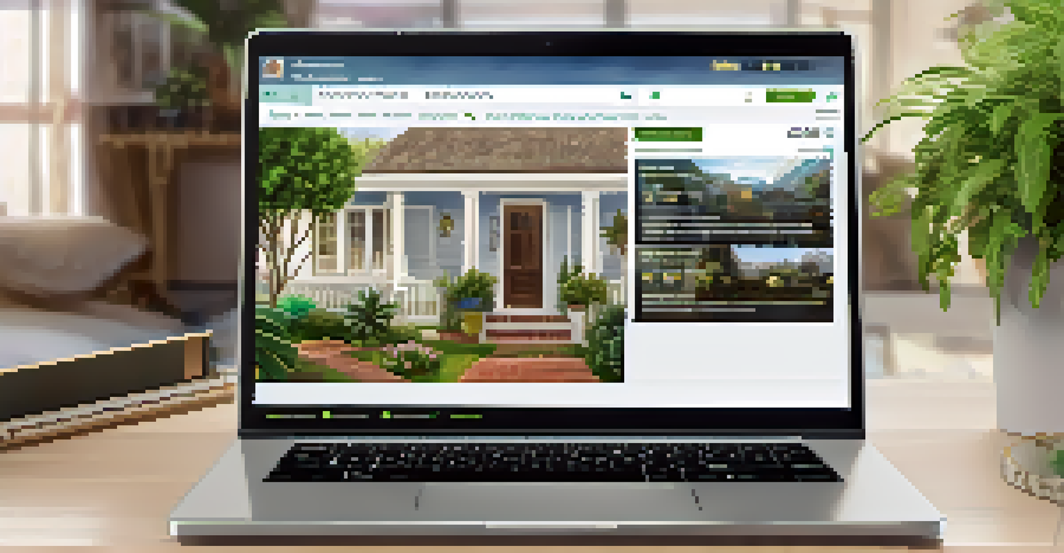 Close-up of a laptop showing online reviews of real estate agents with a cozy home background.