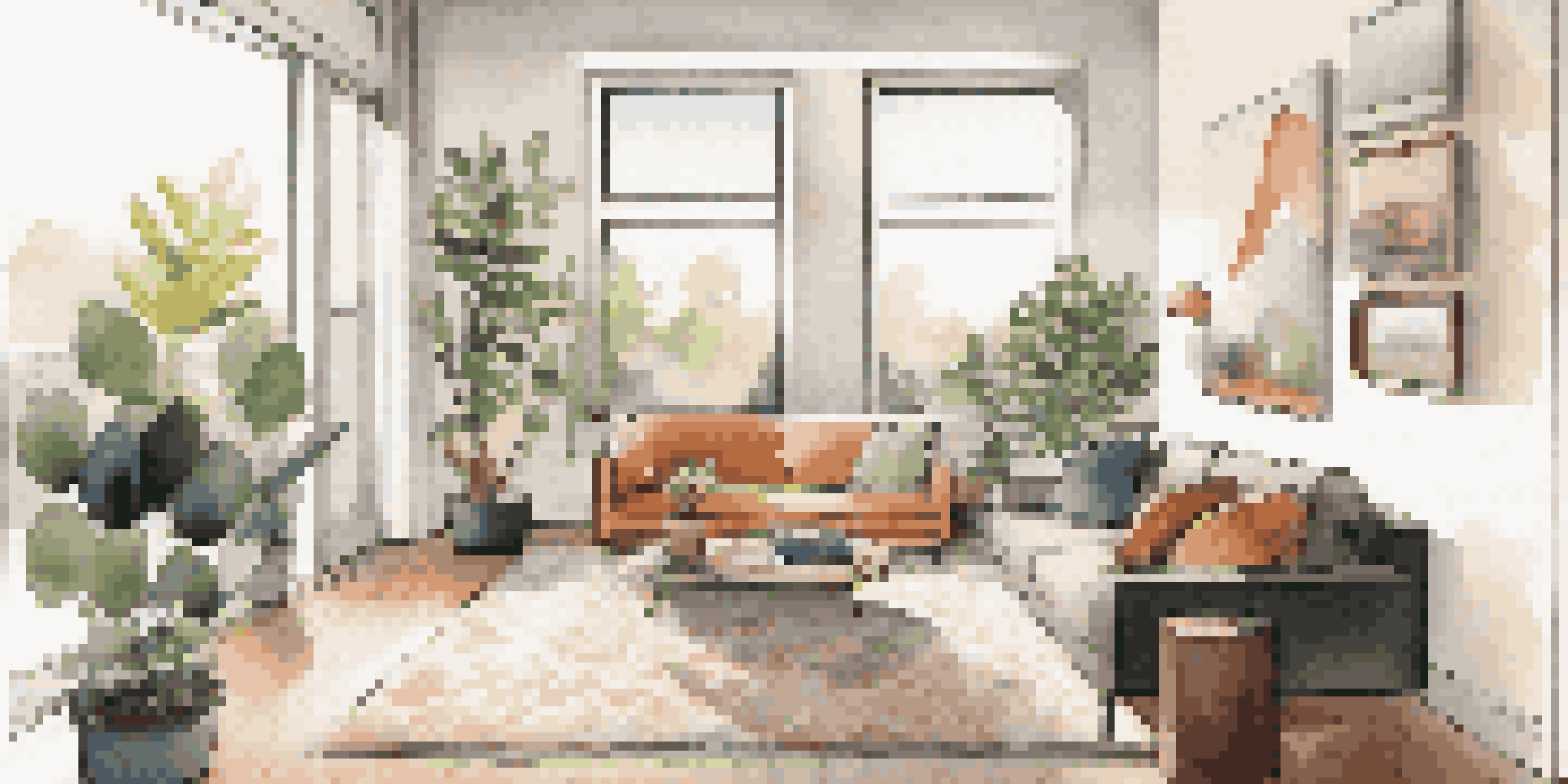 A bright and inviting modern apartment living room with a stylish couch, vibrant artwork, and large windows letting in natural light.