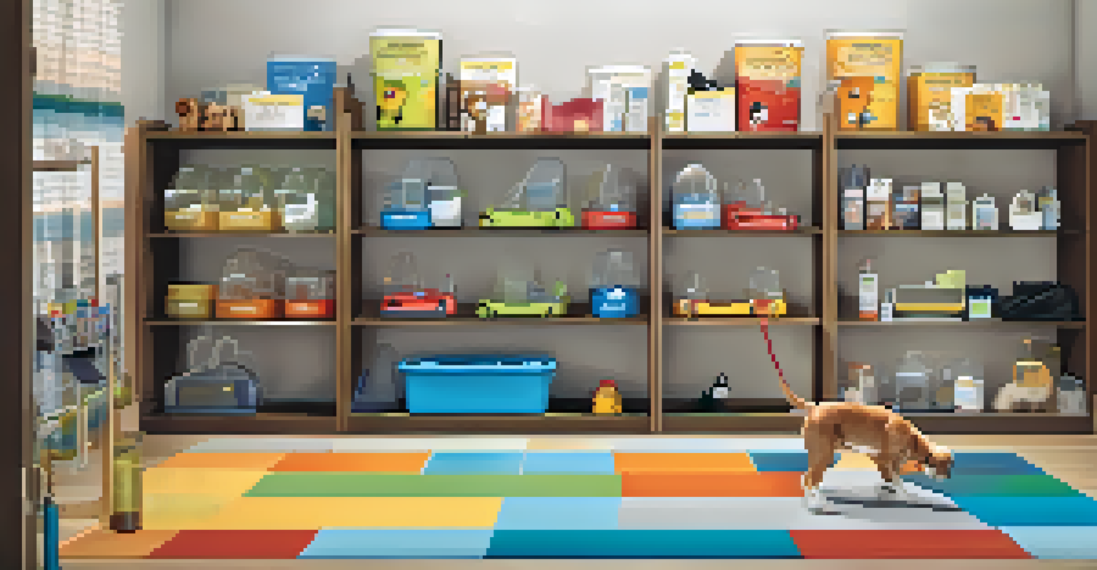 An organized pet care area with clean leashes and toys, highlighting the maintenance of pet equipment in a bright and welcoming space.