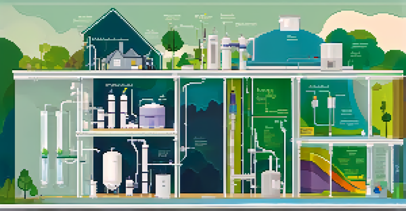 An infographic comparing energy efficiency ratings of traditional and high-efficiency water heaters with graphical representations and a green-blue color scheme.