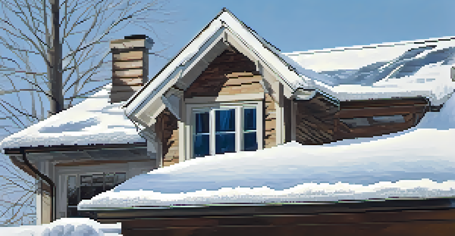 Close-up of a roof showing ice dams and icicles, highlighting winter roof damage risks.