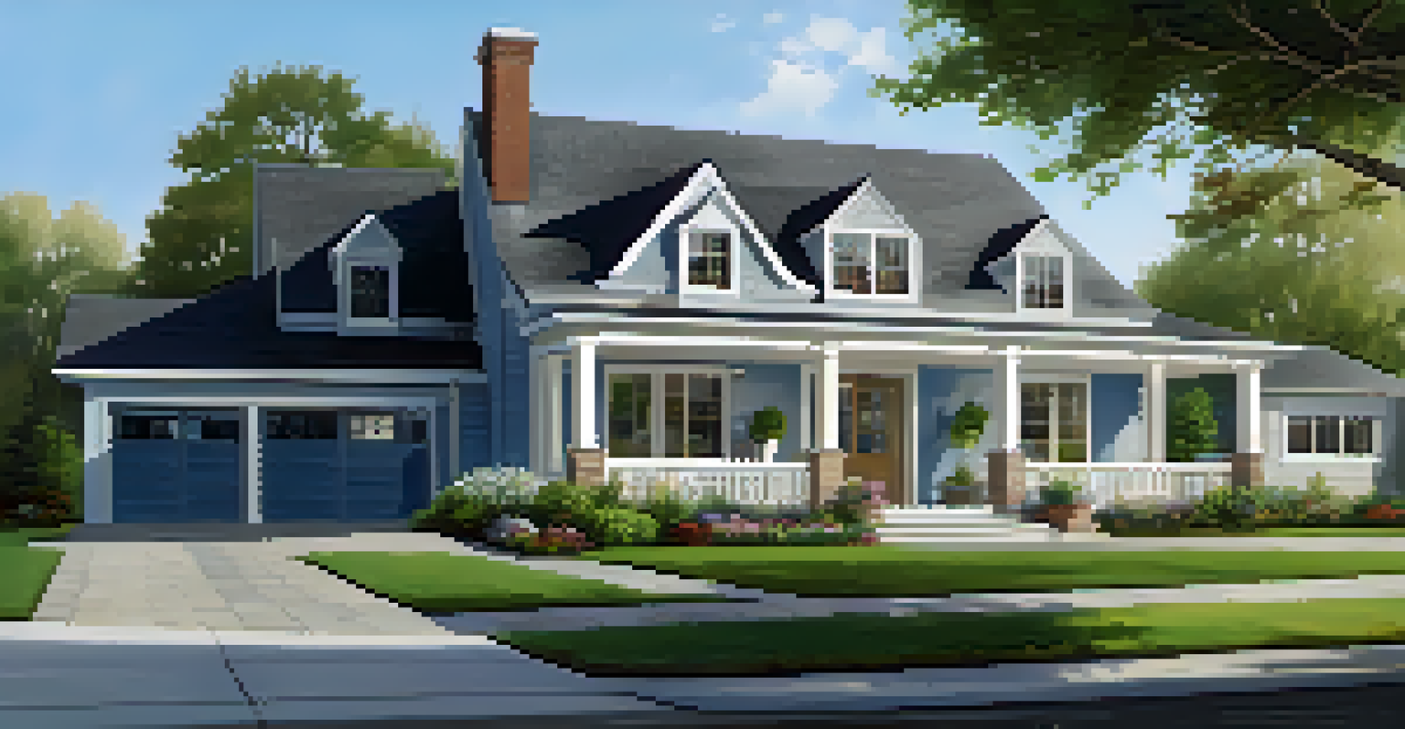 An outdoor view of a house with smart security features, including a doorbell camera and motion sensor lights.